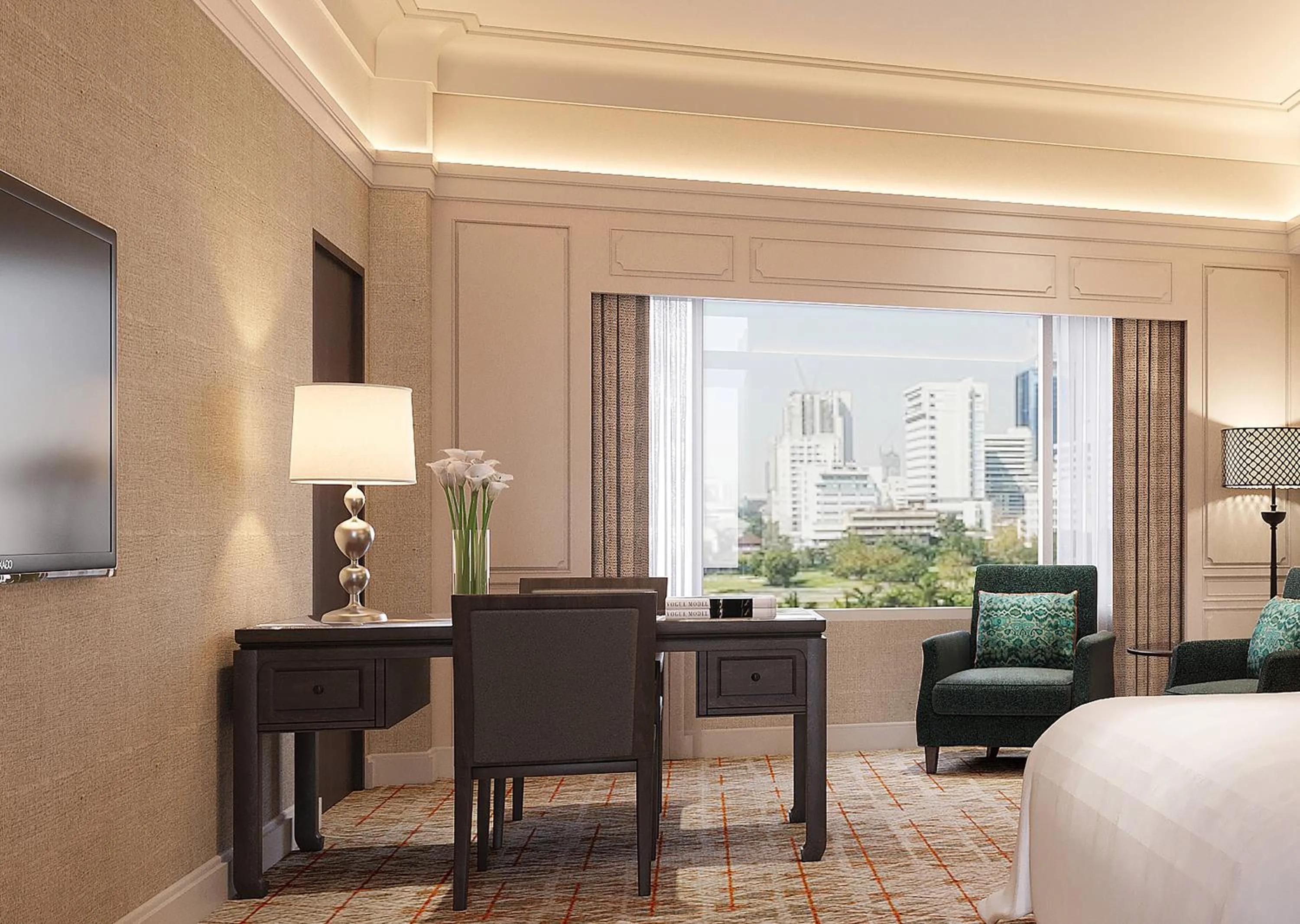 View (from property/room), Bed in Anantara Siam Bangkok Hotel