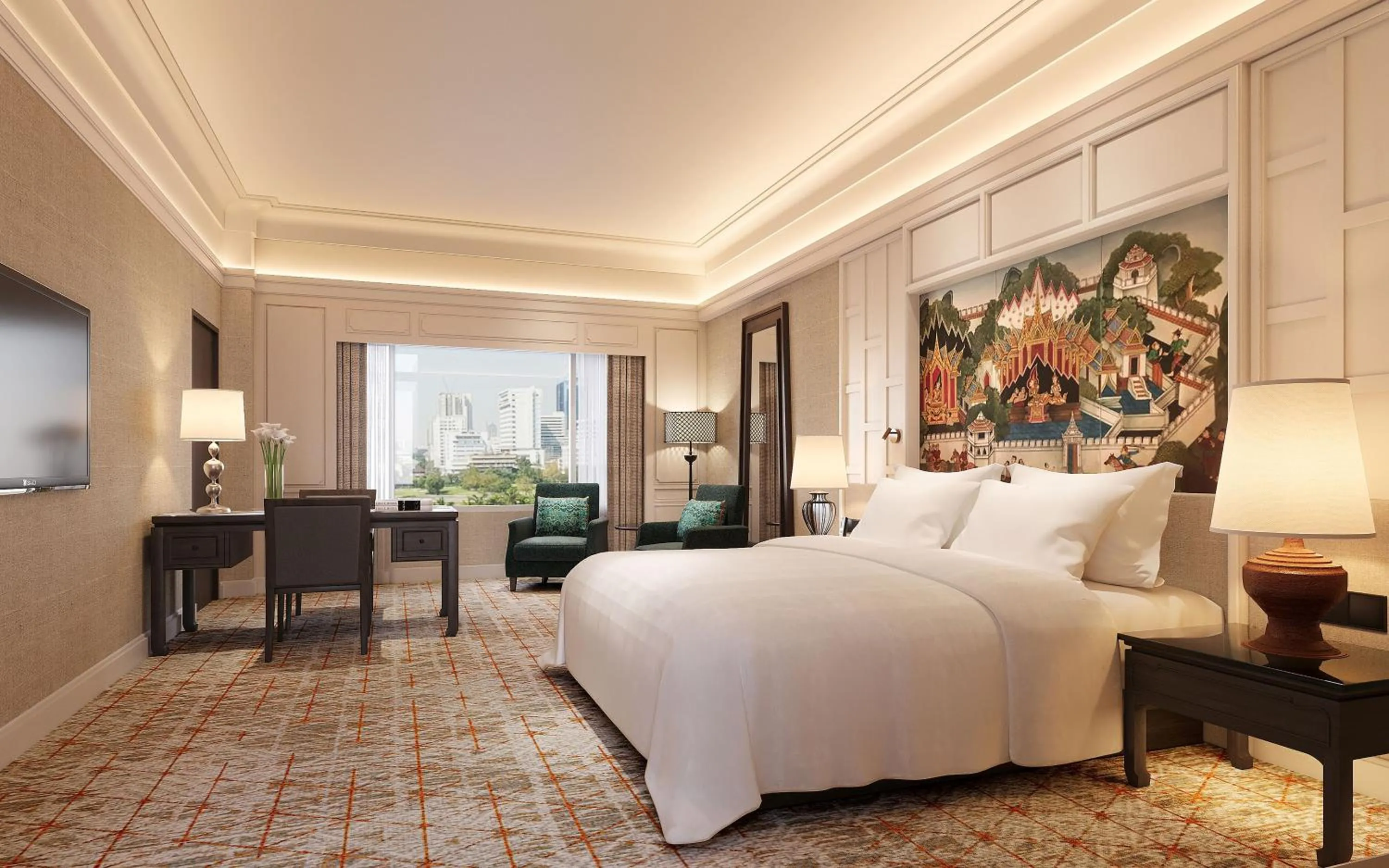 Bedroom, Bed in Anantara Siam Bangkok Hotel