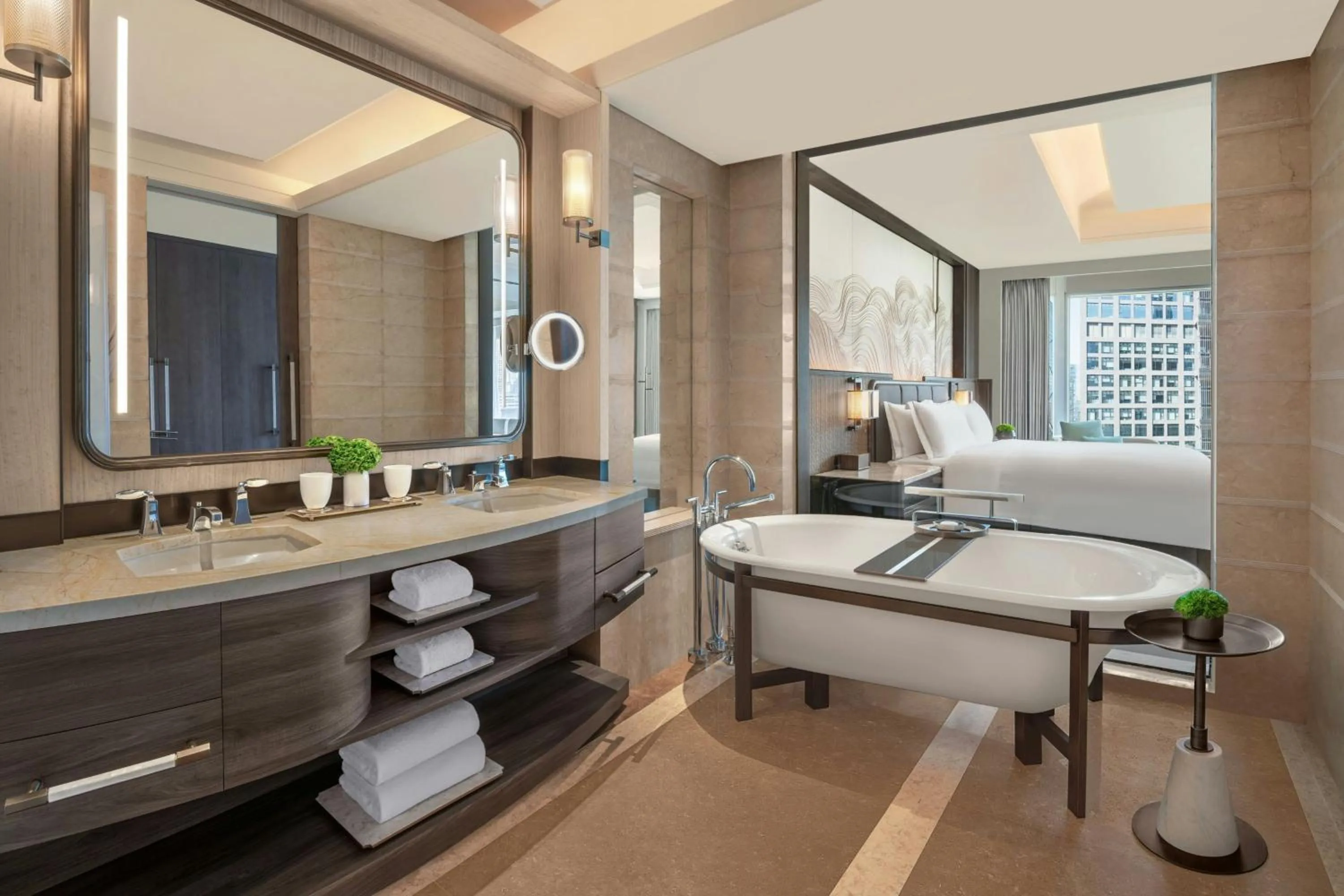 Bathroom, Bed in The Ritz-Carlton, Shenzhen