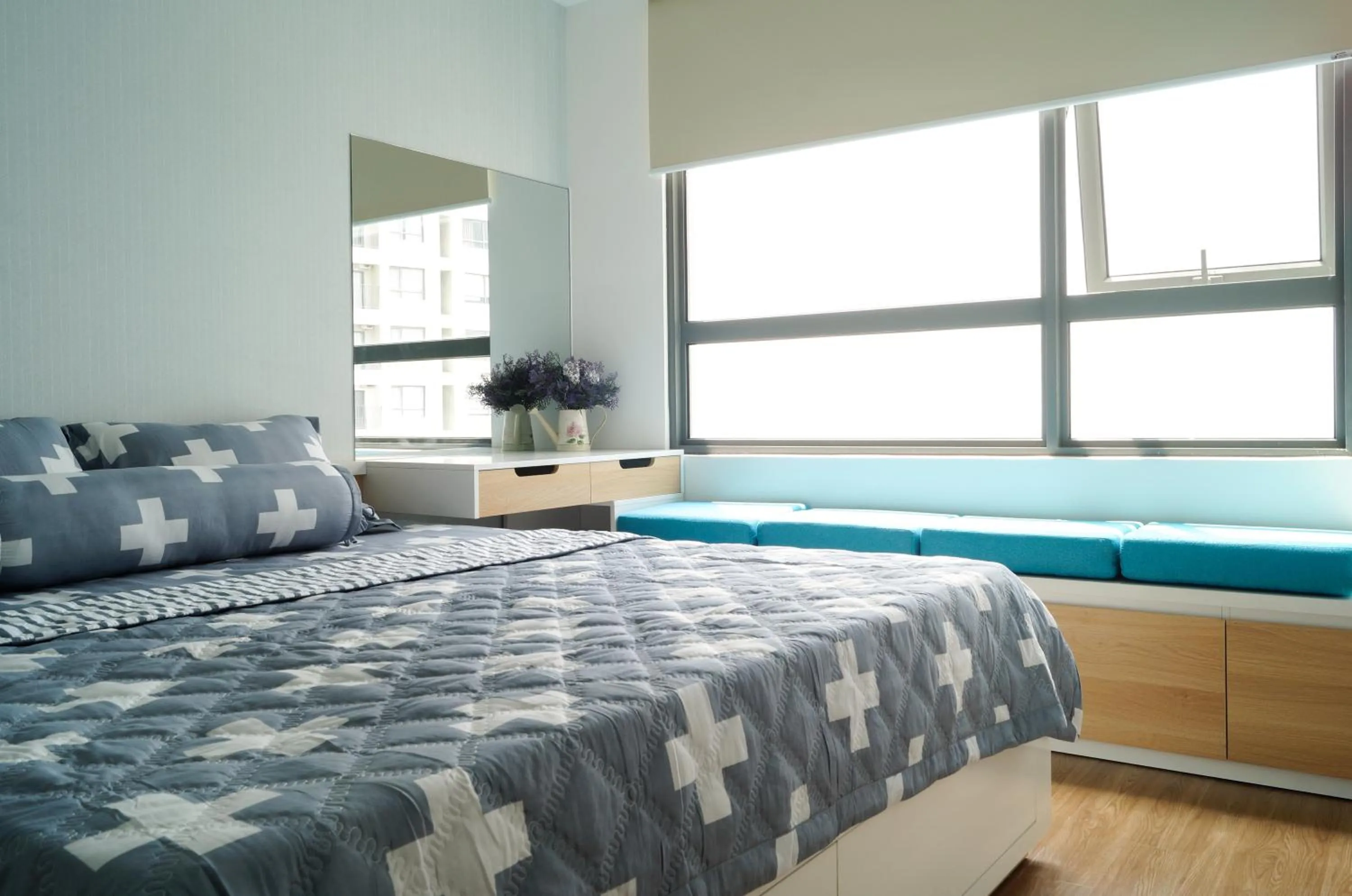 Bed in MRT Apartment In Masteri Thao Dien