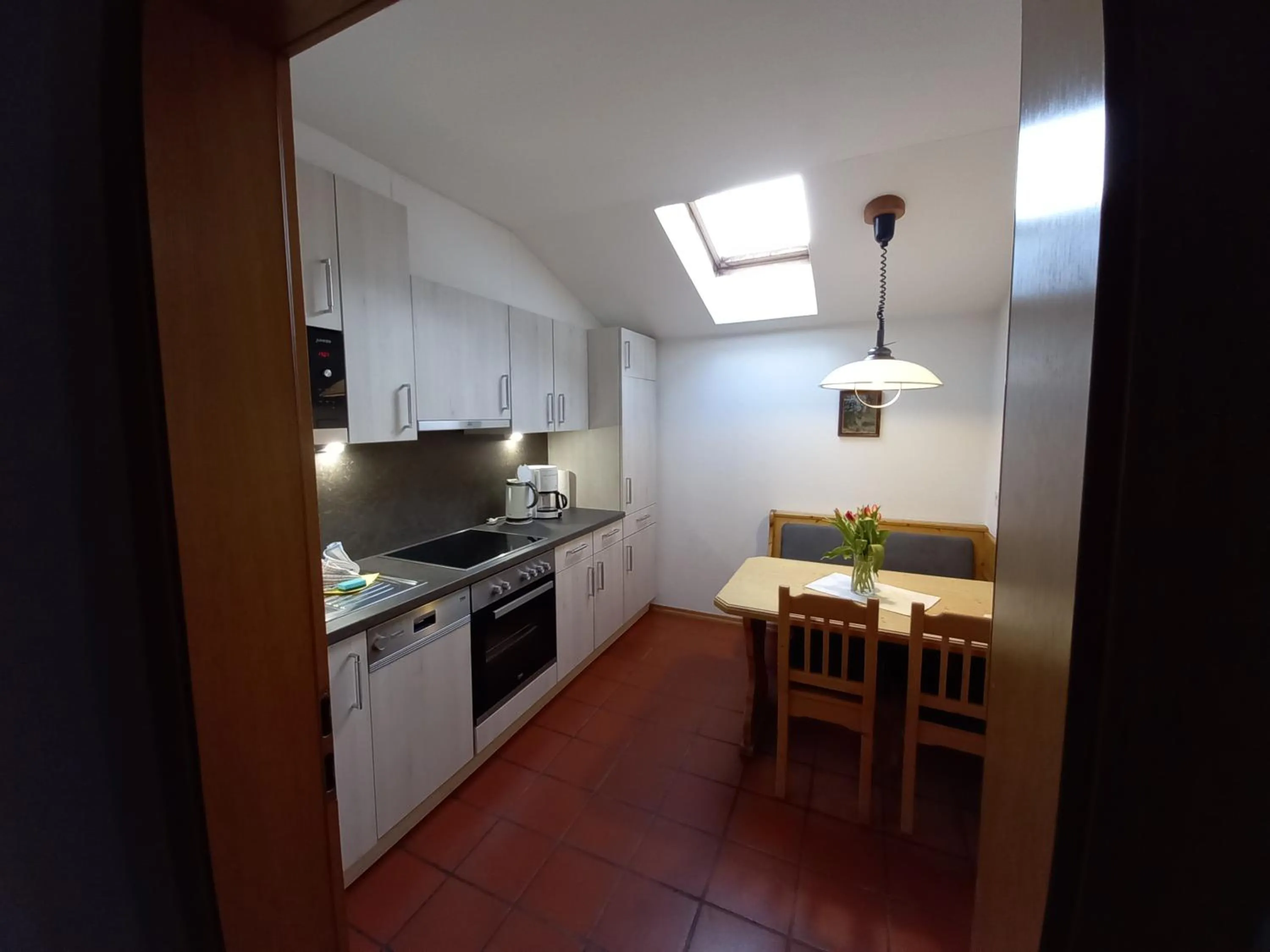Kitchen or kitchenette in Aparthaus Camping Stubai