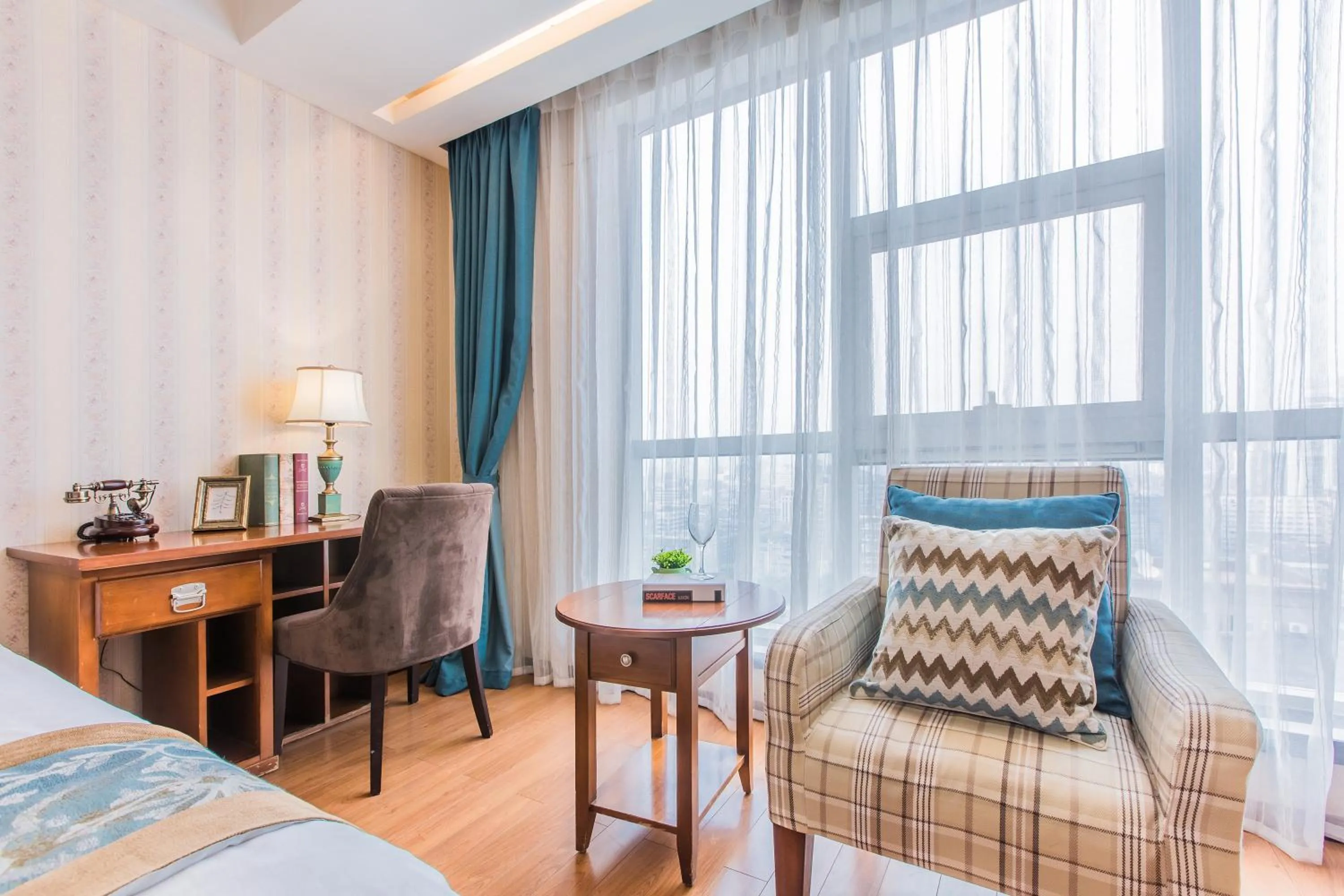 Seating area, Bed in Westlake Service Apartment