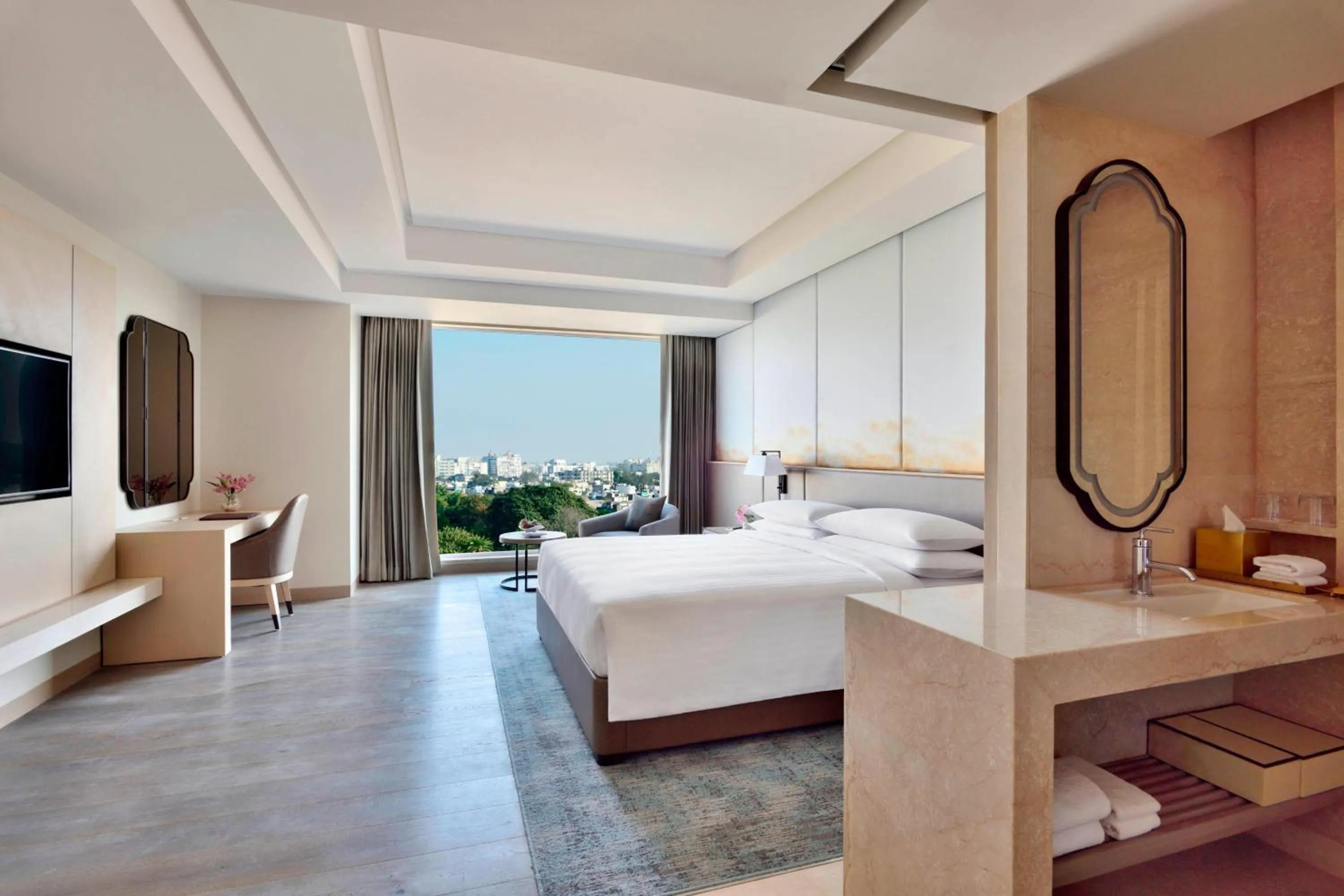 Photo of the whole room, Bed in Indore Marriott Hotel