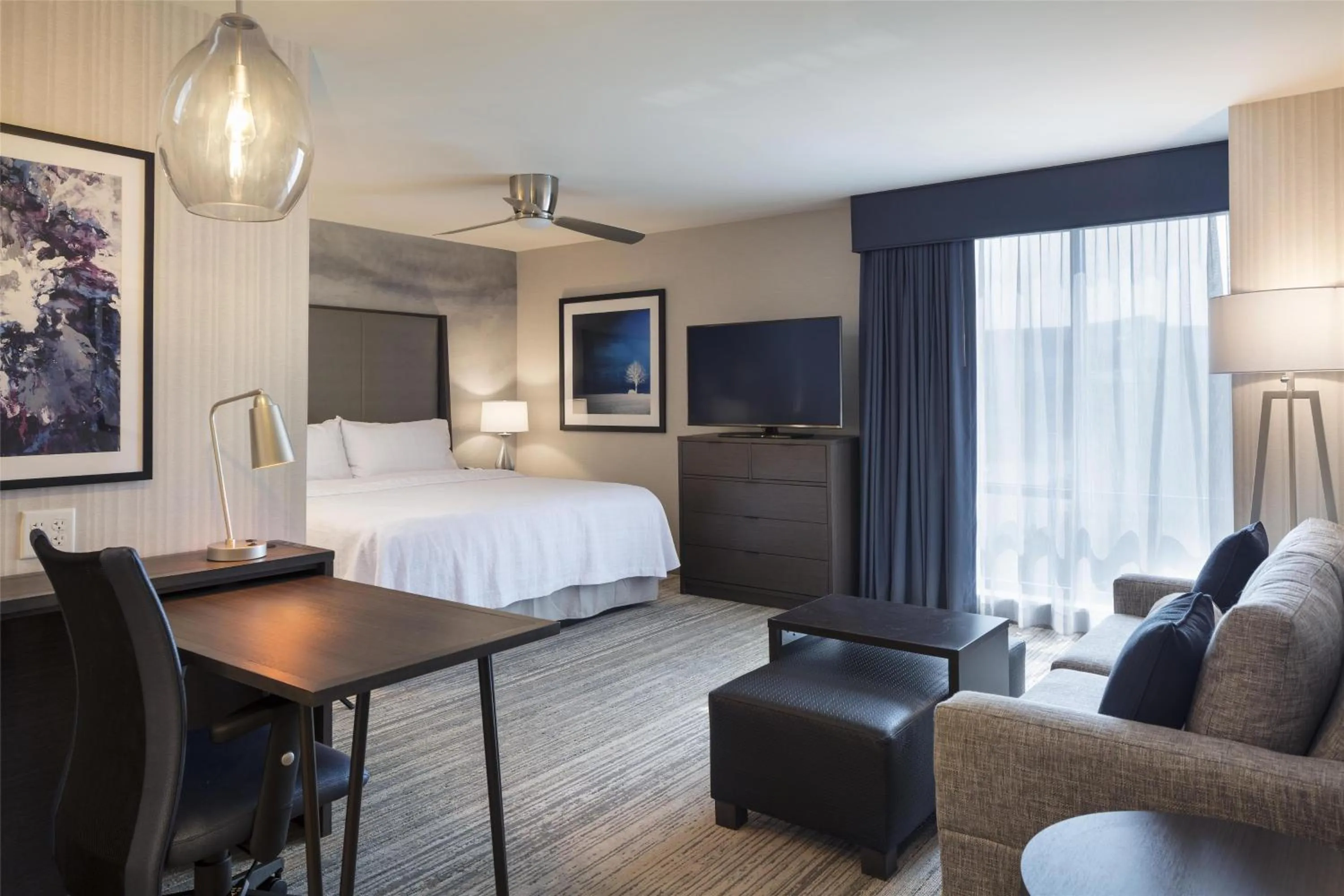 Living room, Bed in Homewood Suites by Hilton Needham Boston