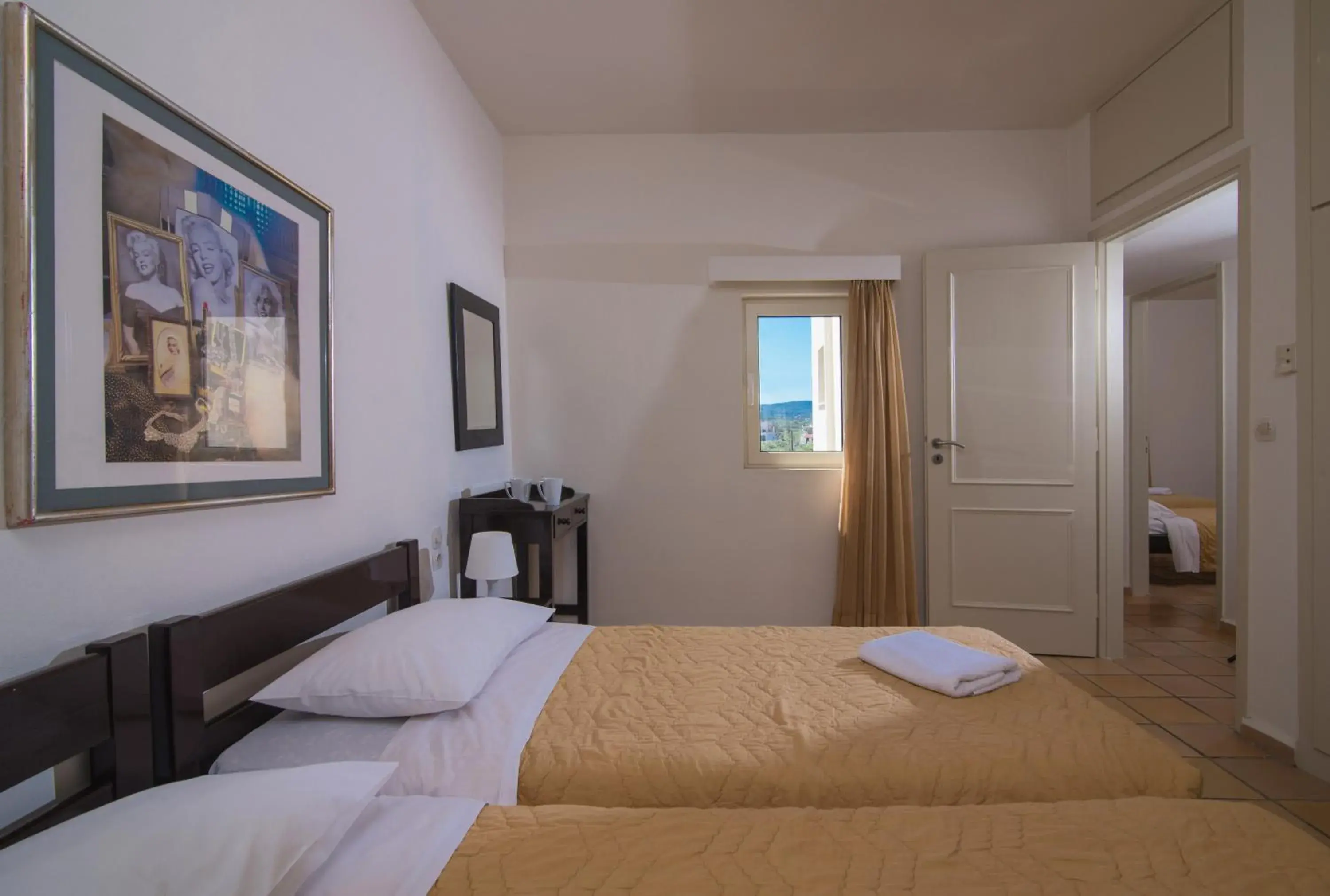 Bedroom, Bed in Ourania Apartments Hotel Bedroom, Bed in Ourania Apartments Hotel