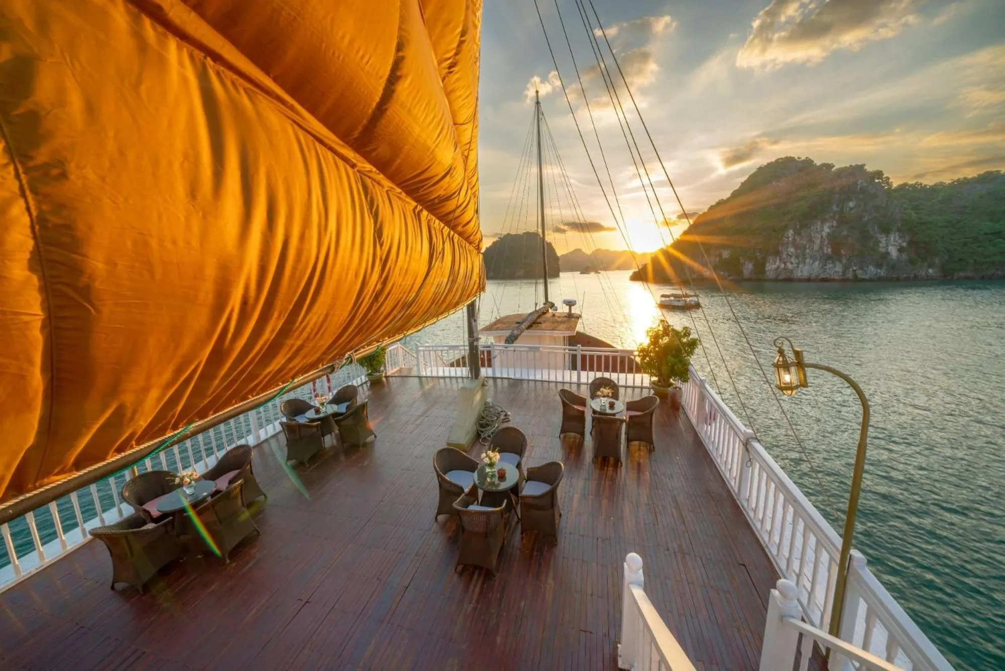 sunbed in Indochina Sails Ha Long Bay
