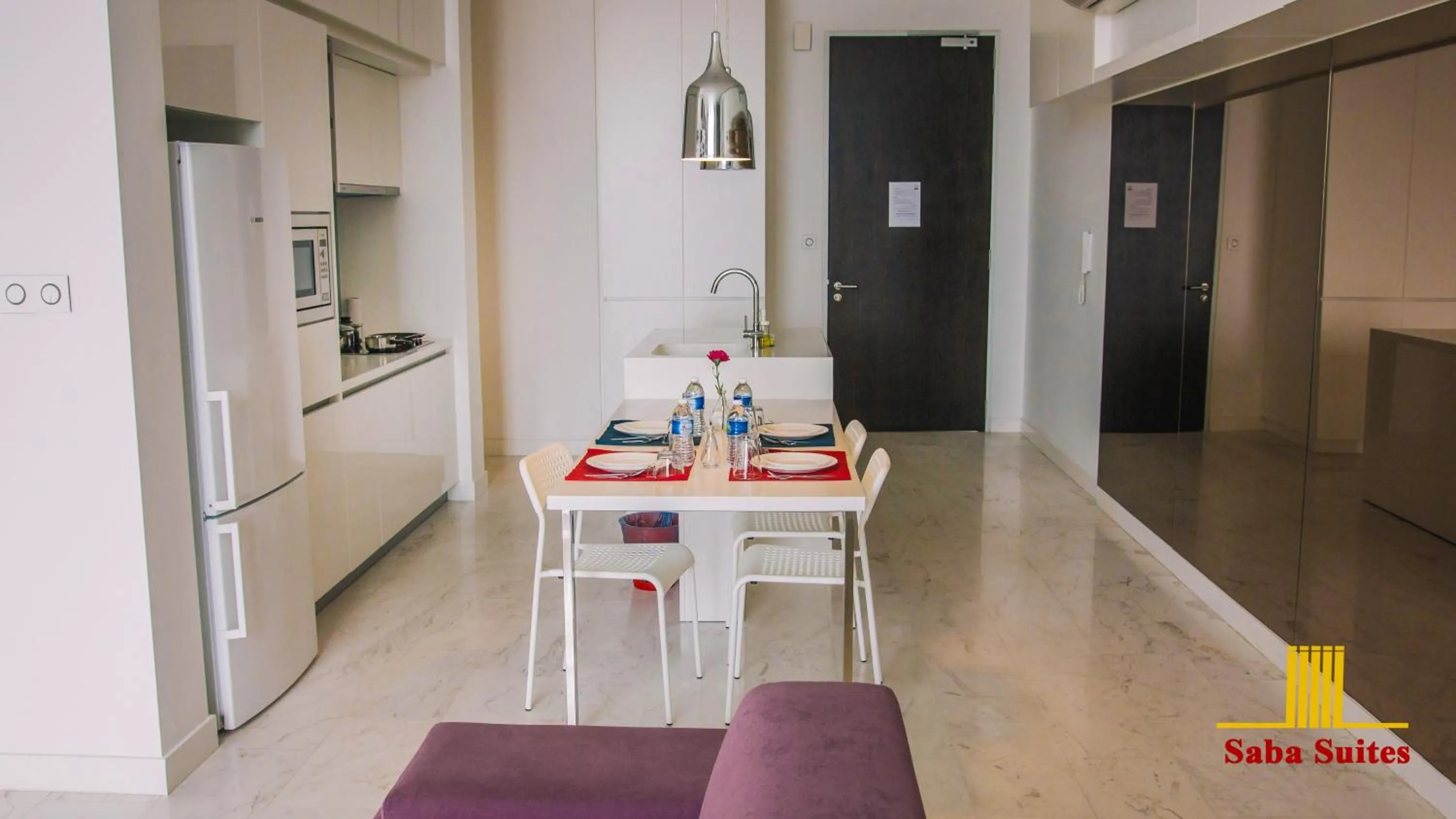 Kitchen or kitchenette, Dining Area in Saba Suites at Platinum KLCC Bukit Bintang Kuala Lumpur