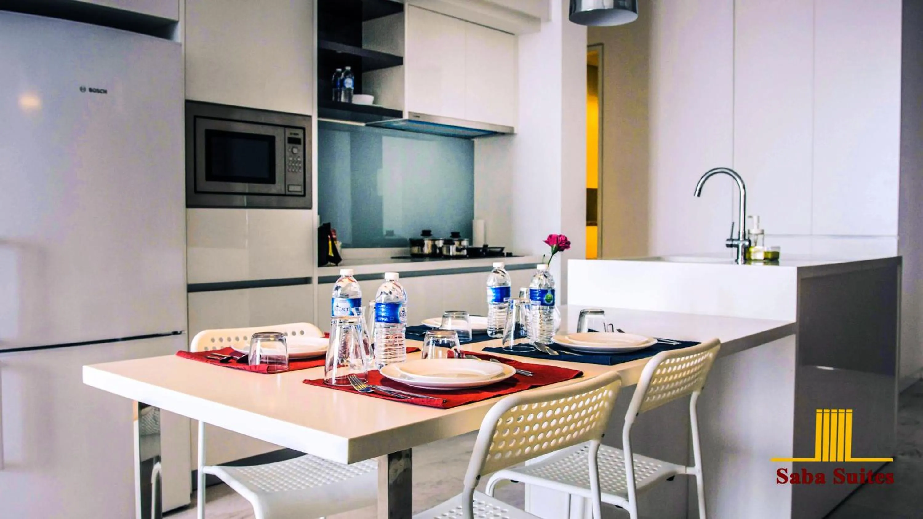 Kitchen or kitchenette, Dining Area in Saba Suites at Platinum KLCC Bukit Bintang Kuala Lumpur
