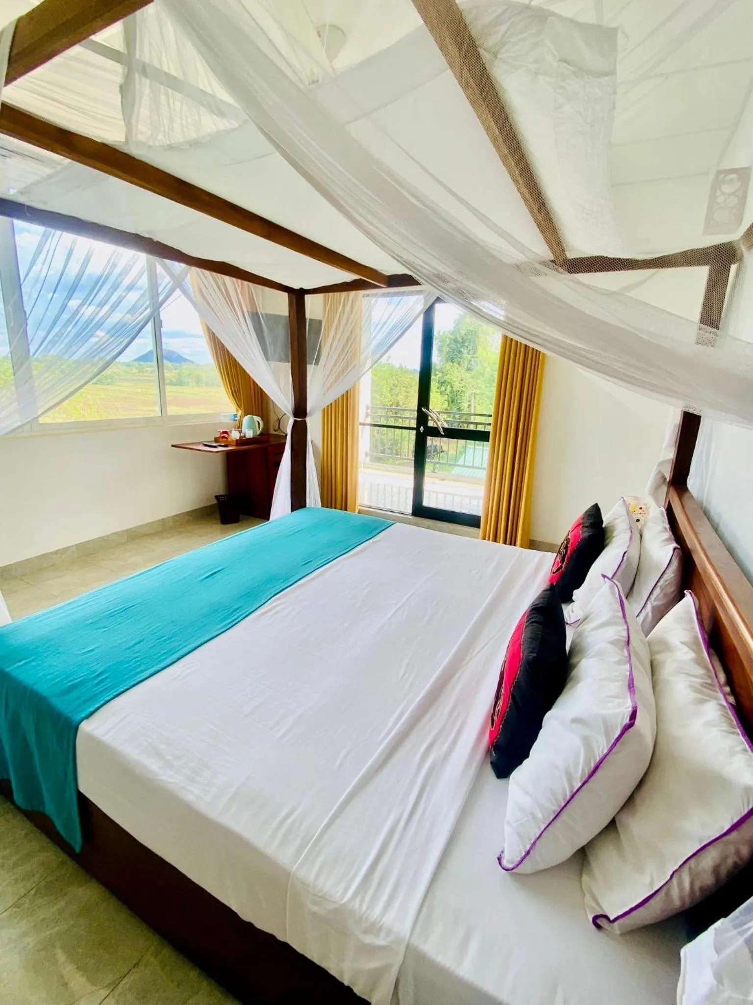 Bed in Organic Garden Resort Sigiriya