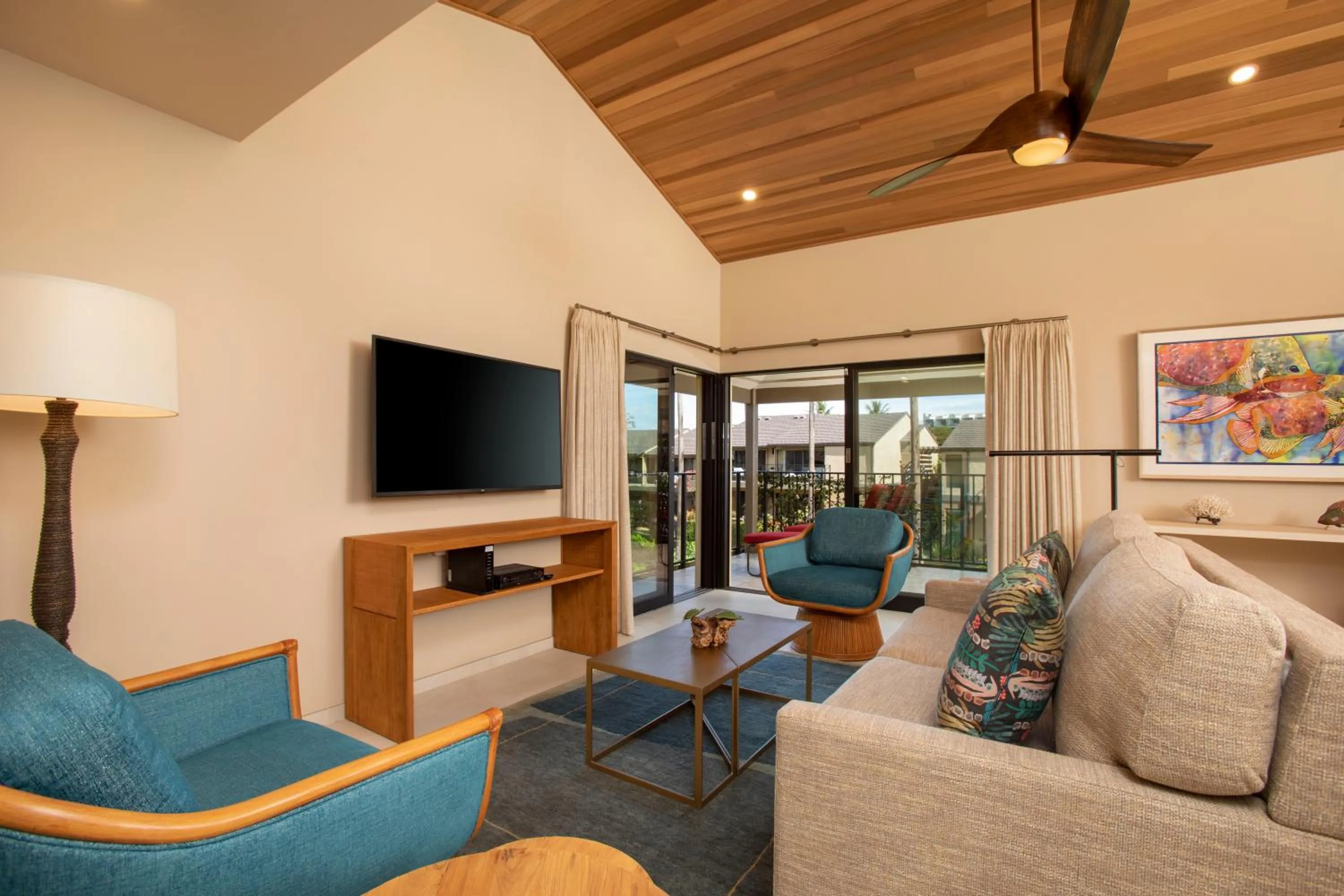 Living room in Wailea Elua Village - CoralTree Residence Collection
