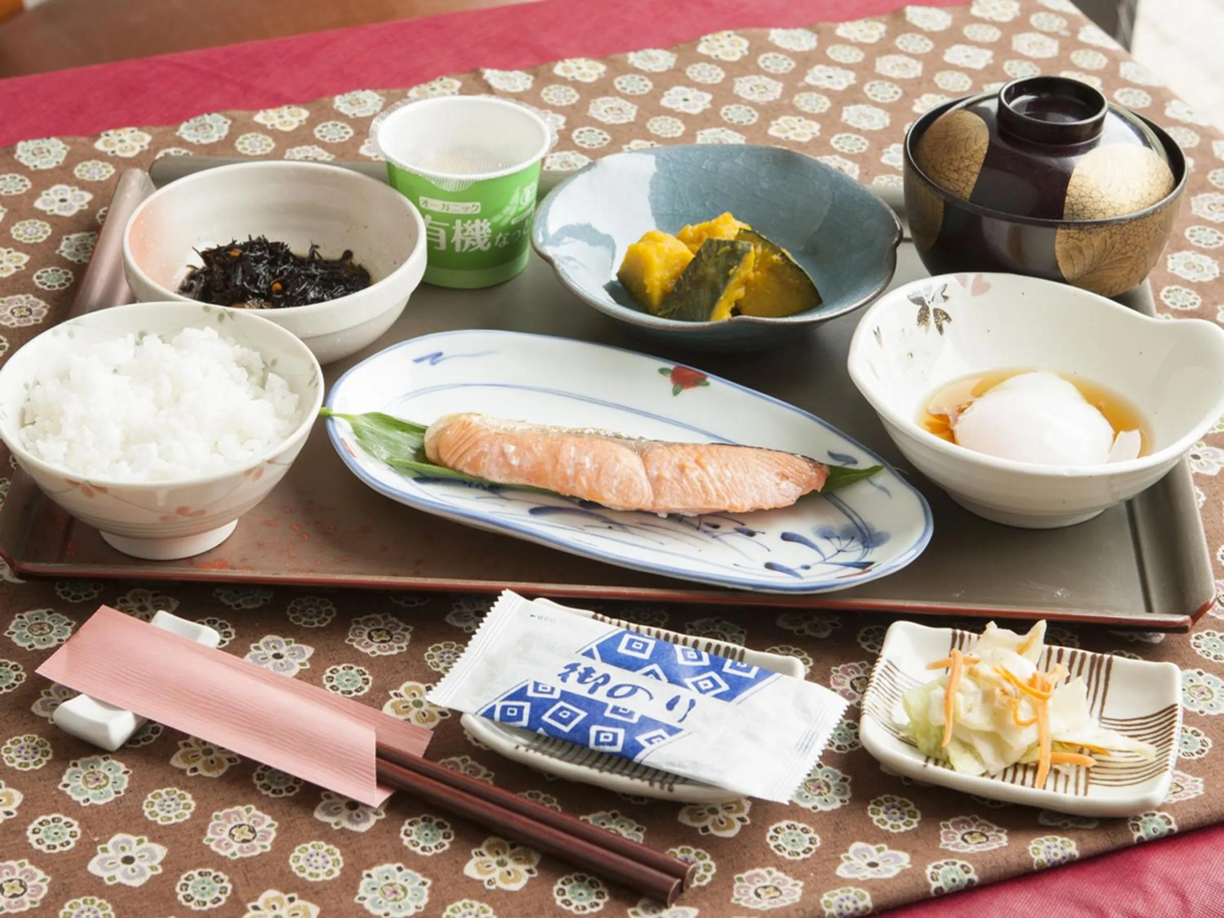 Asian breakfast in Aiwa no Mori Hotel