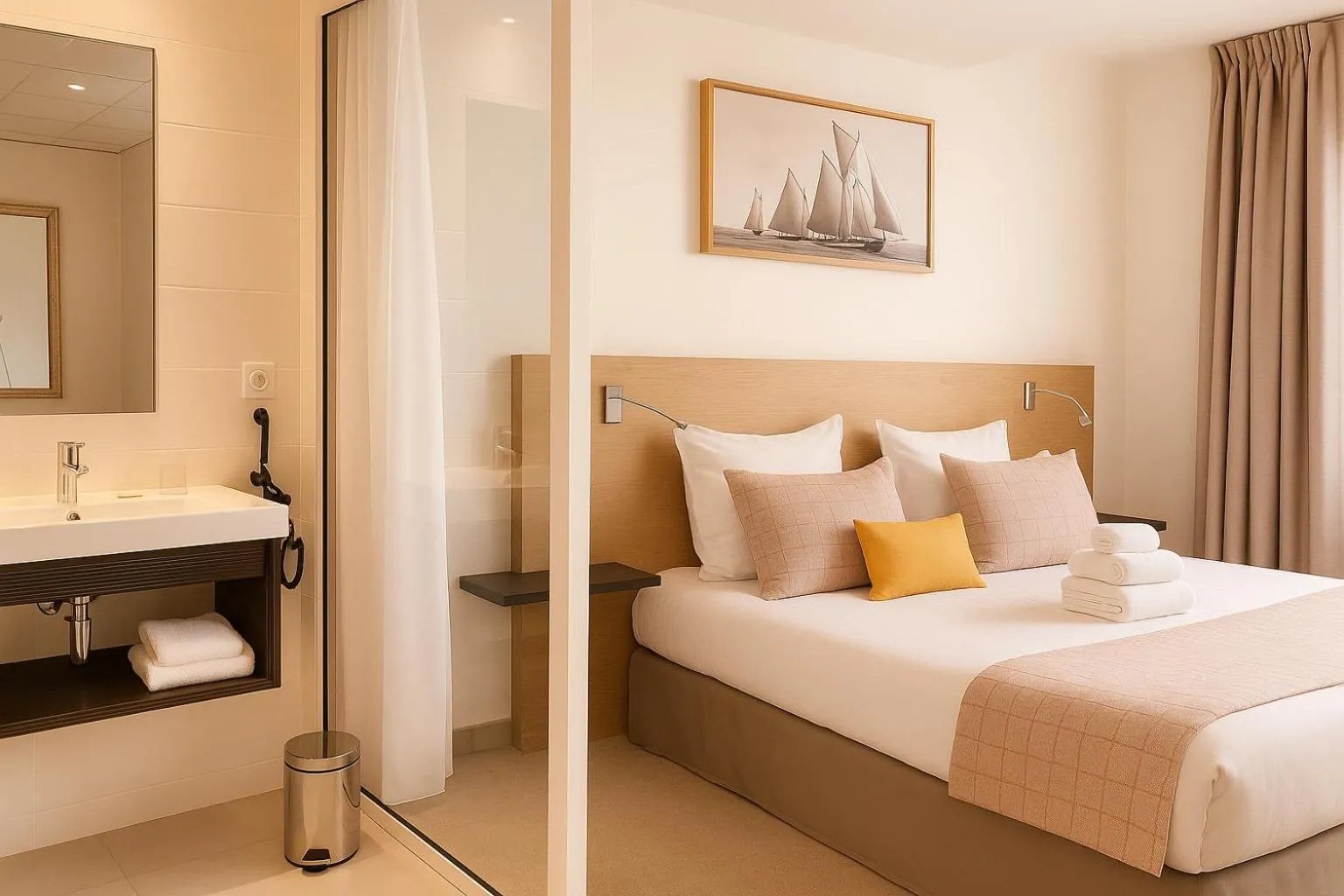 Shower, Bed in Le Nautica Hôtel