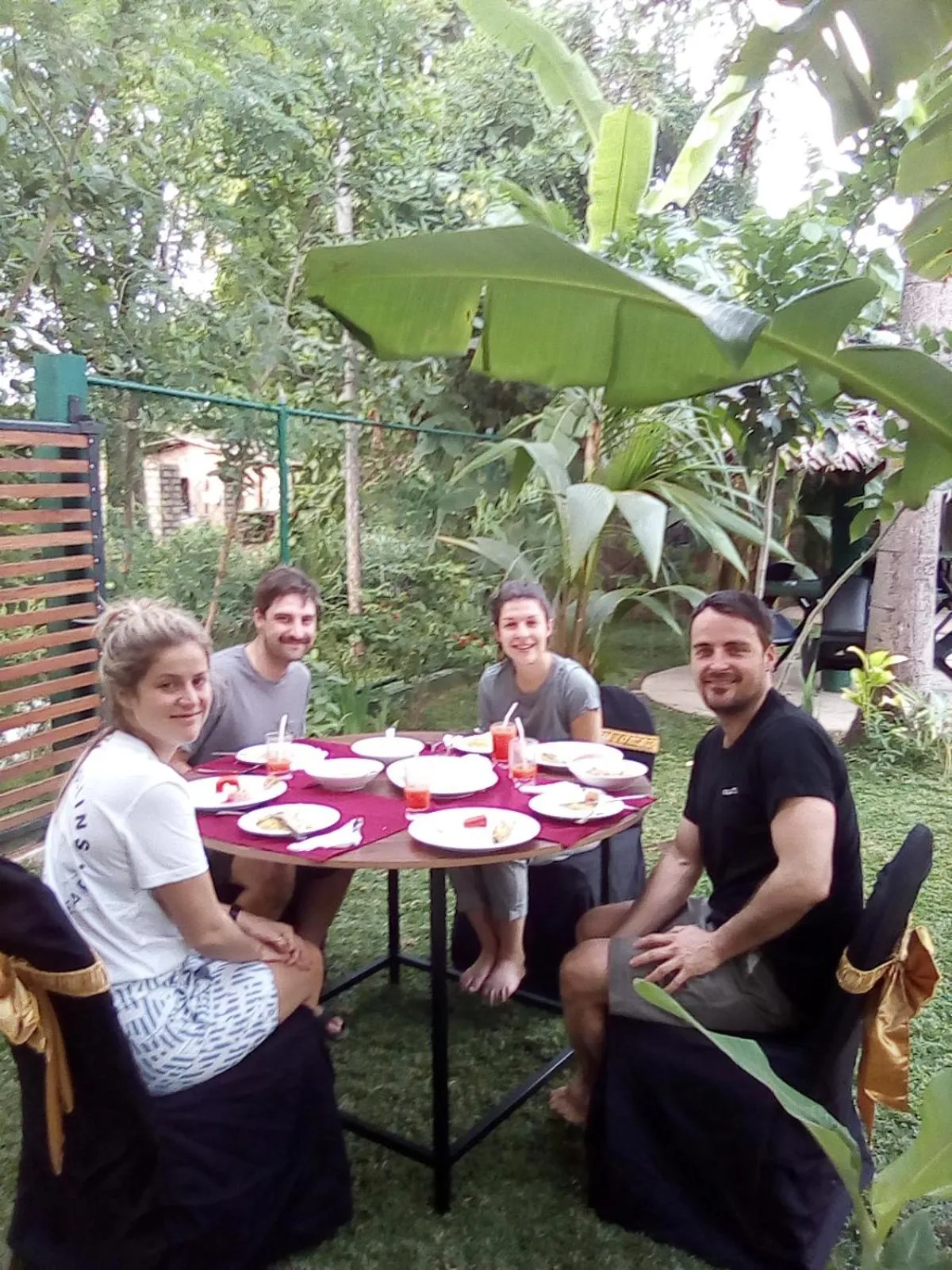 Asian breakfast in Waterway garden