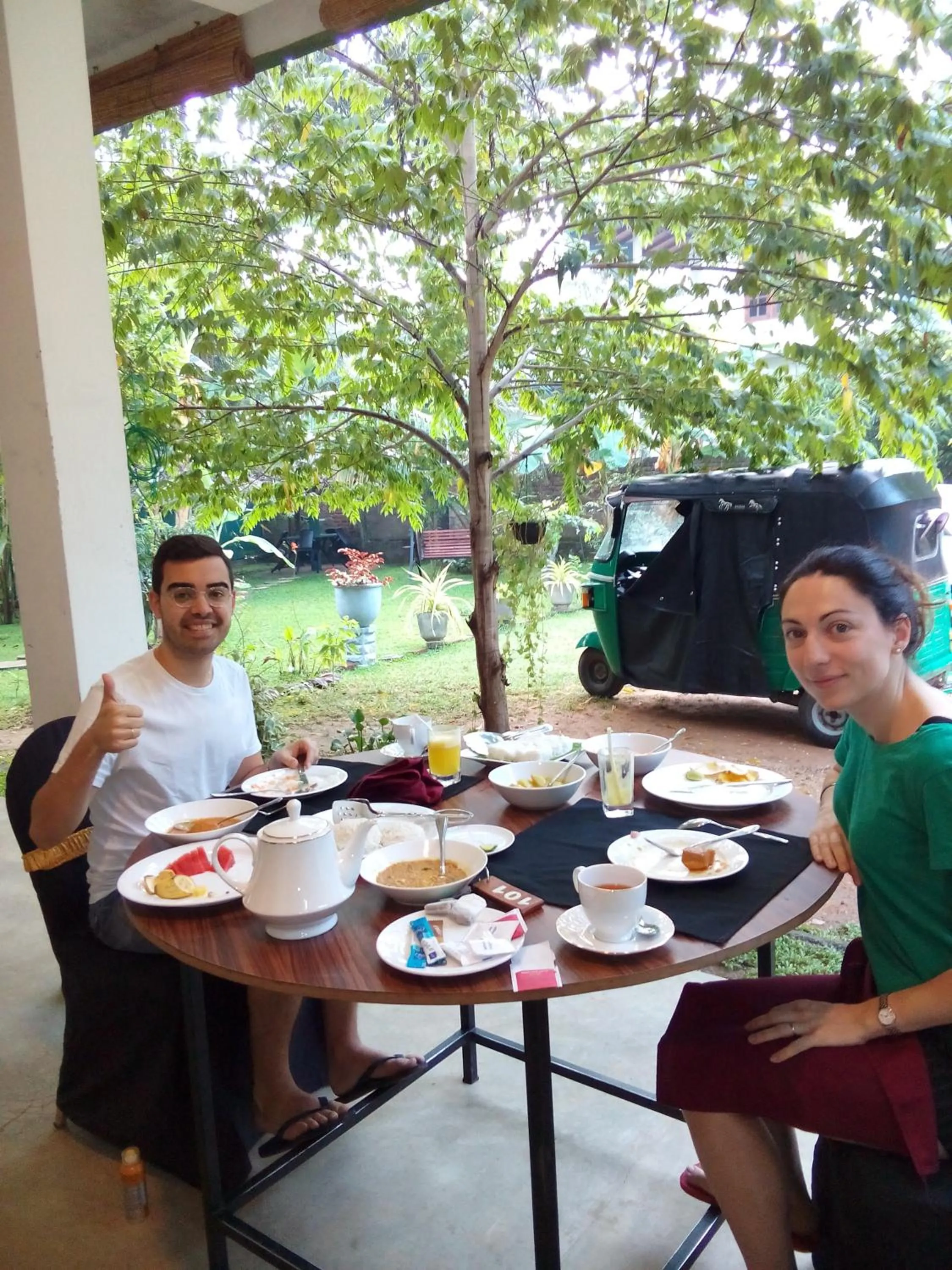 Asian breakfast in Waterway garden