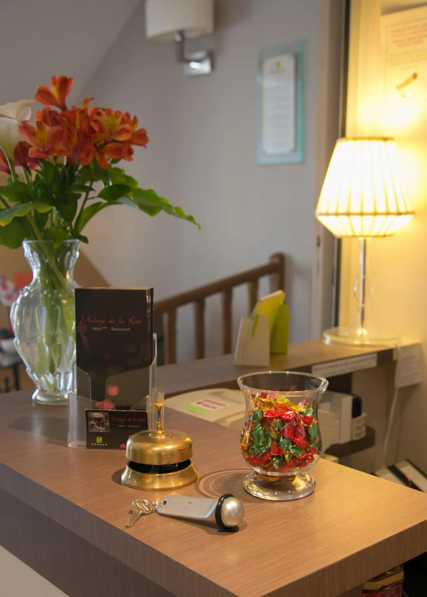 Lobby or reception in Logis Hôtel Auberge de la Rose