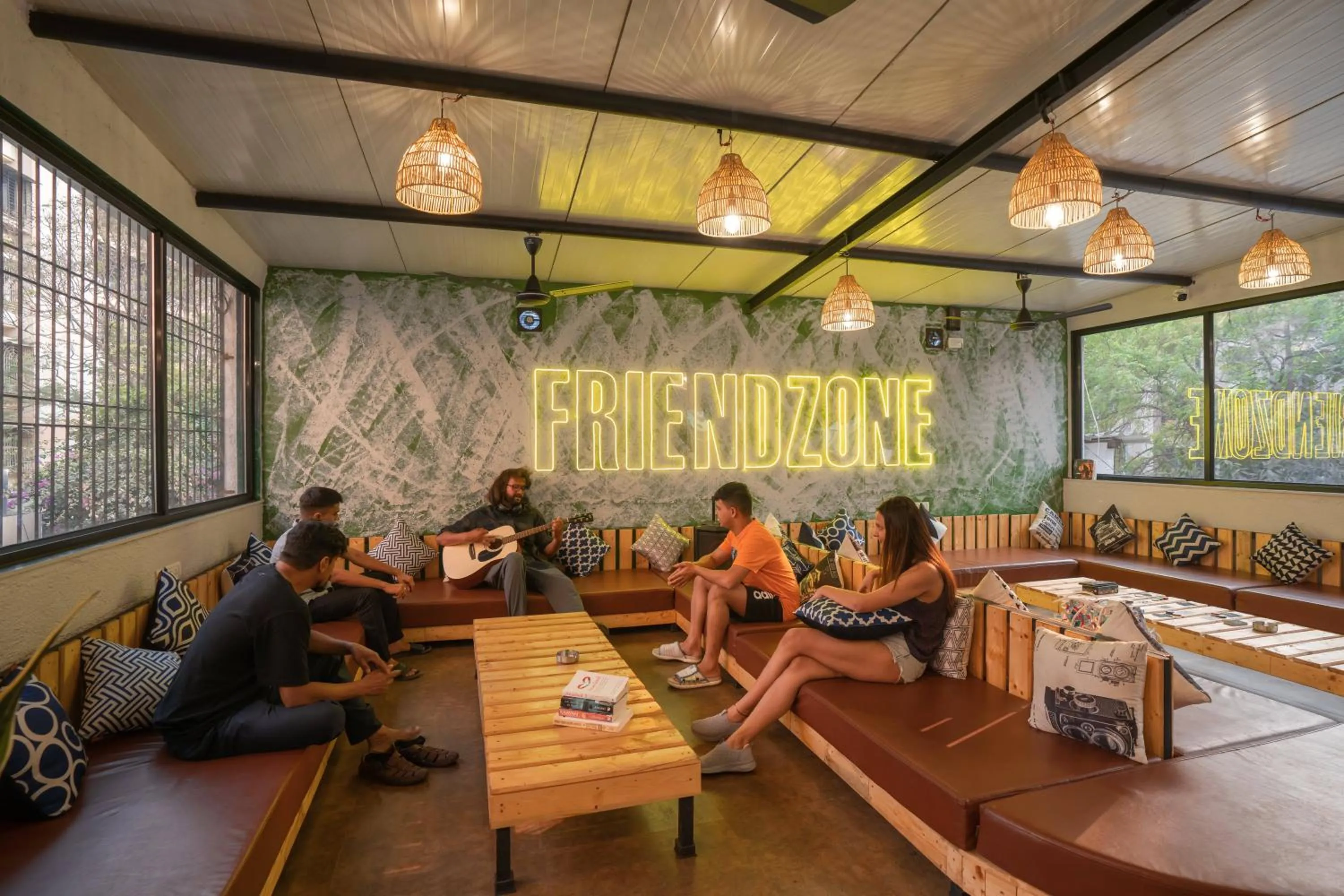 Living room in Zostel Mumbai