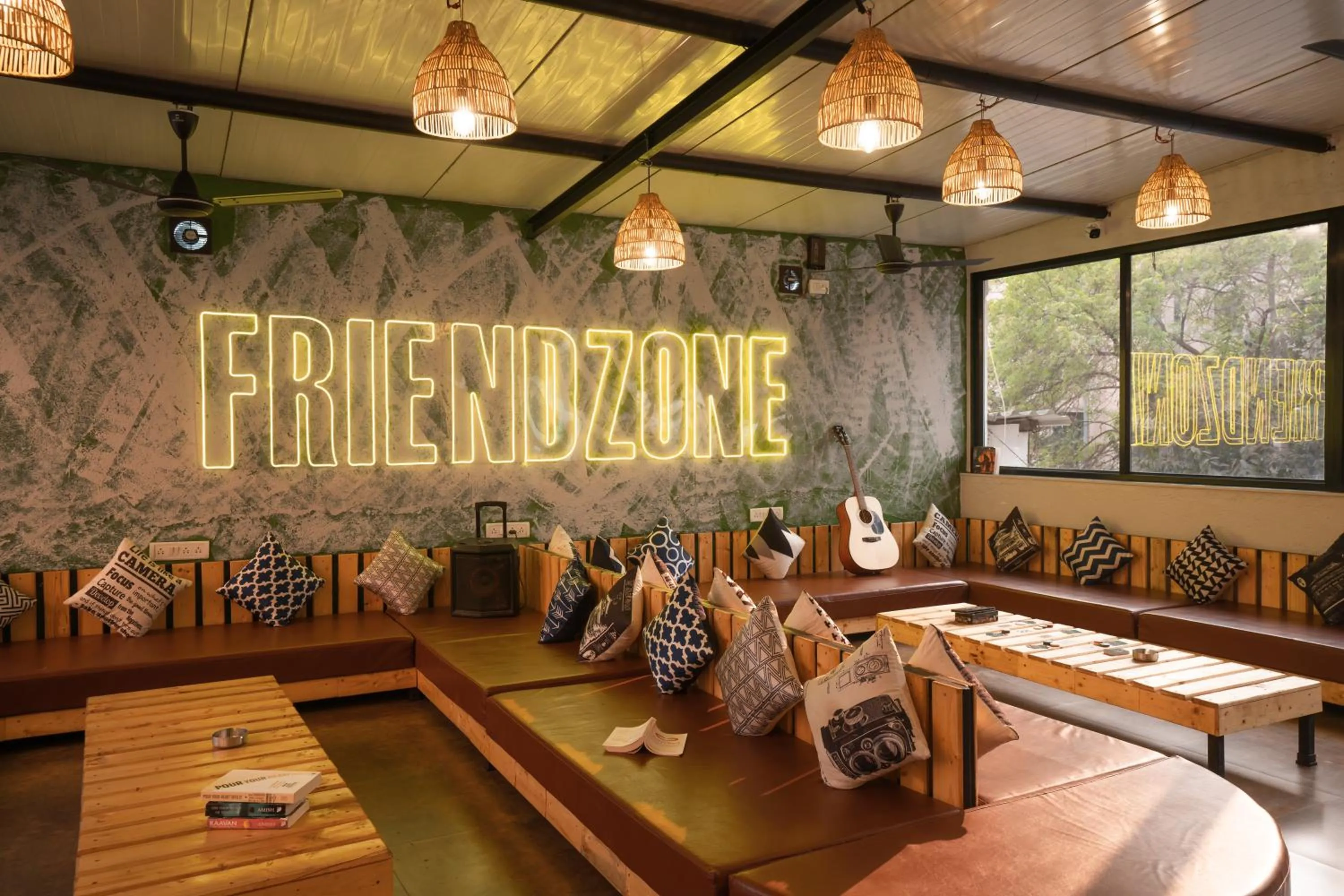 Living room in Zostel Mumbai