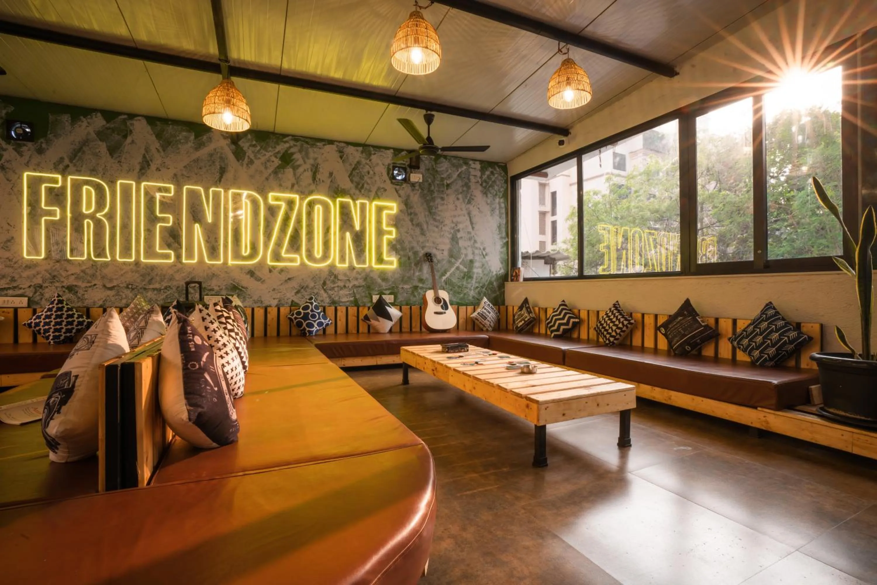 Living room in Zostel Mumbai