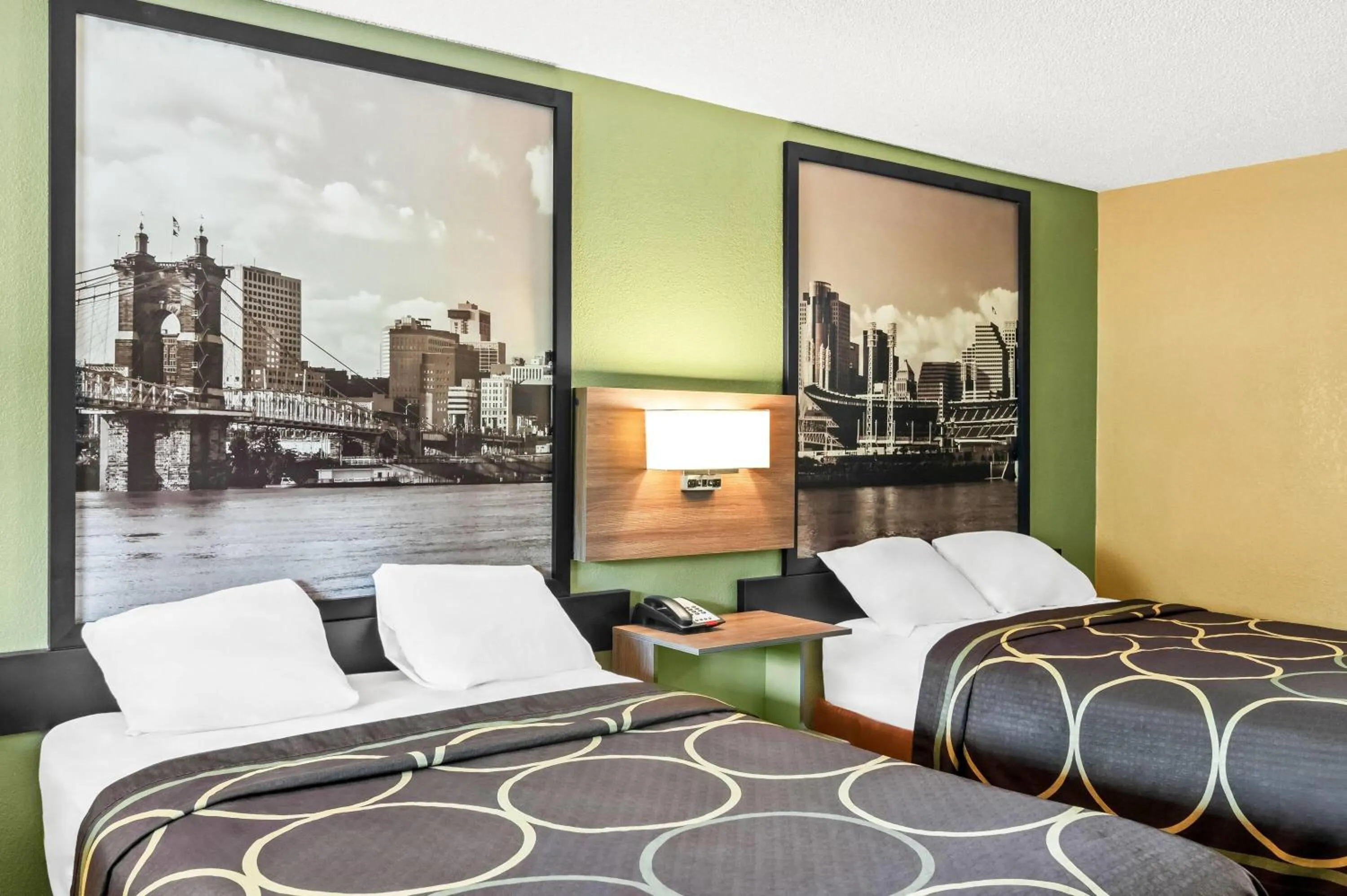 Bed in Super 8 by Wyndham Cincinnati-Springdale OH