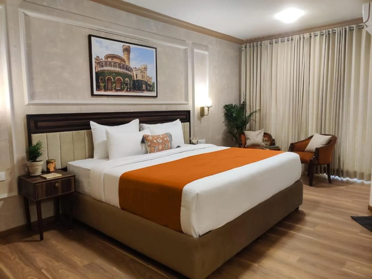 Bed in Nalapad's Hotel Bangalore International