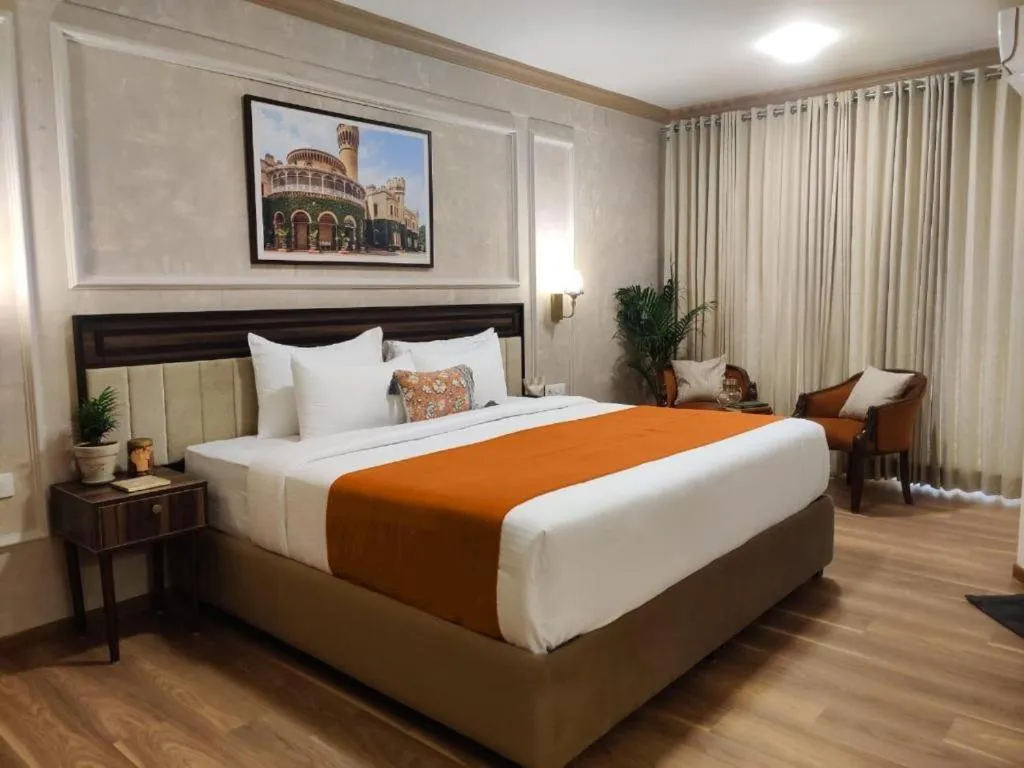 Bed in Nalapad's Hotel Bangalore International