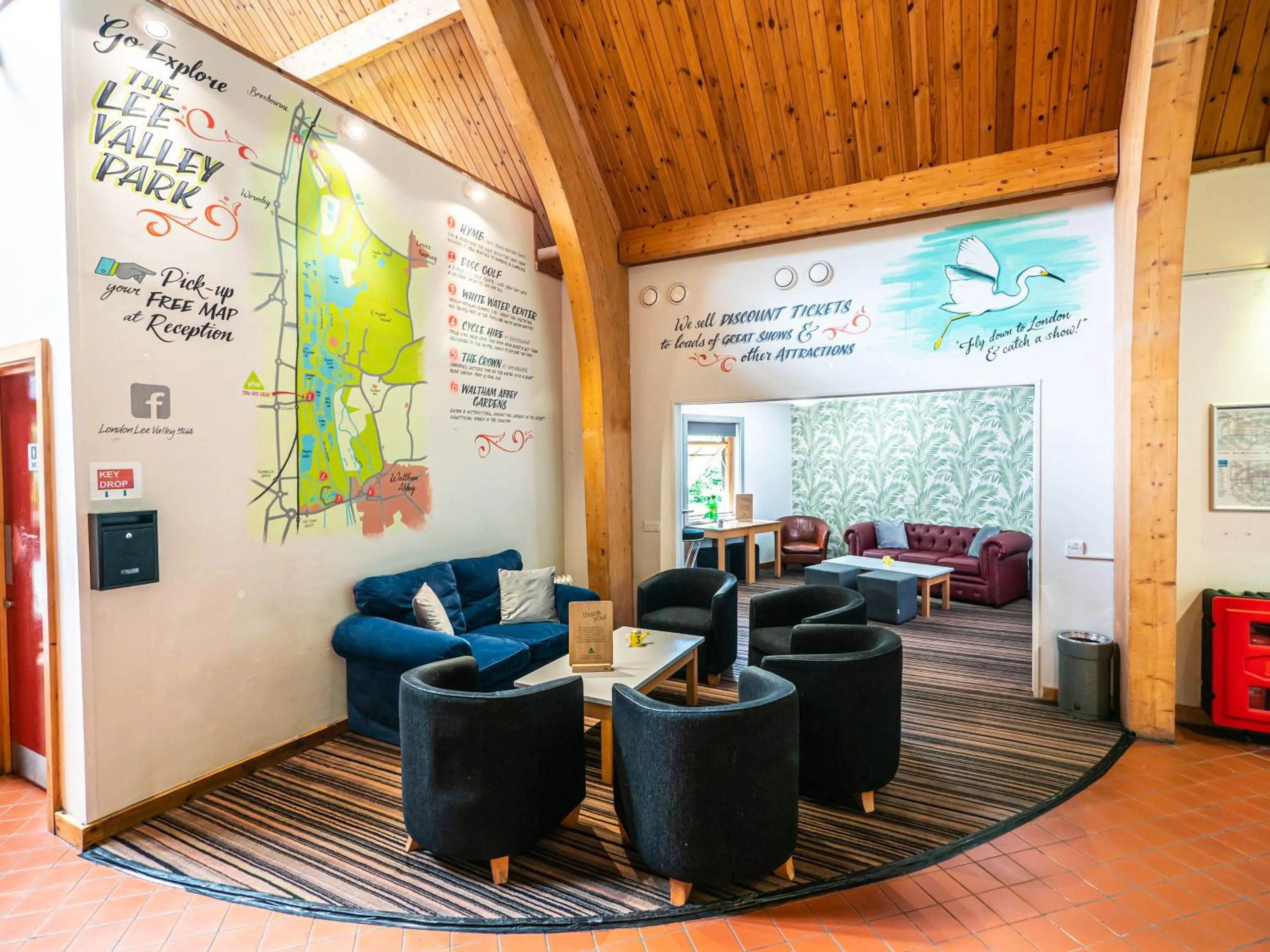 Seating area in YHA London Lee Valley