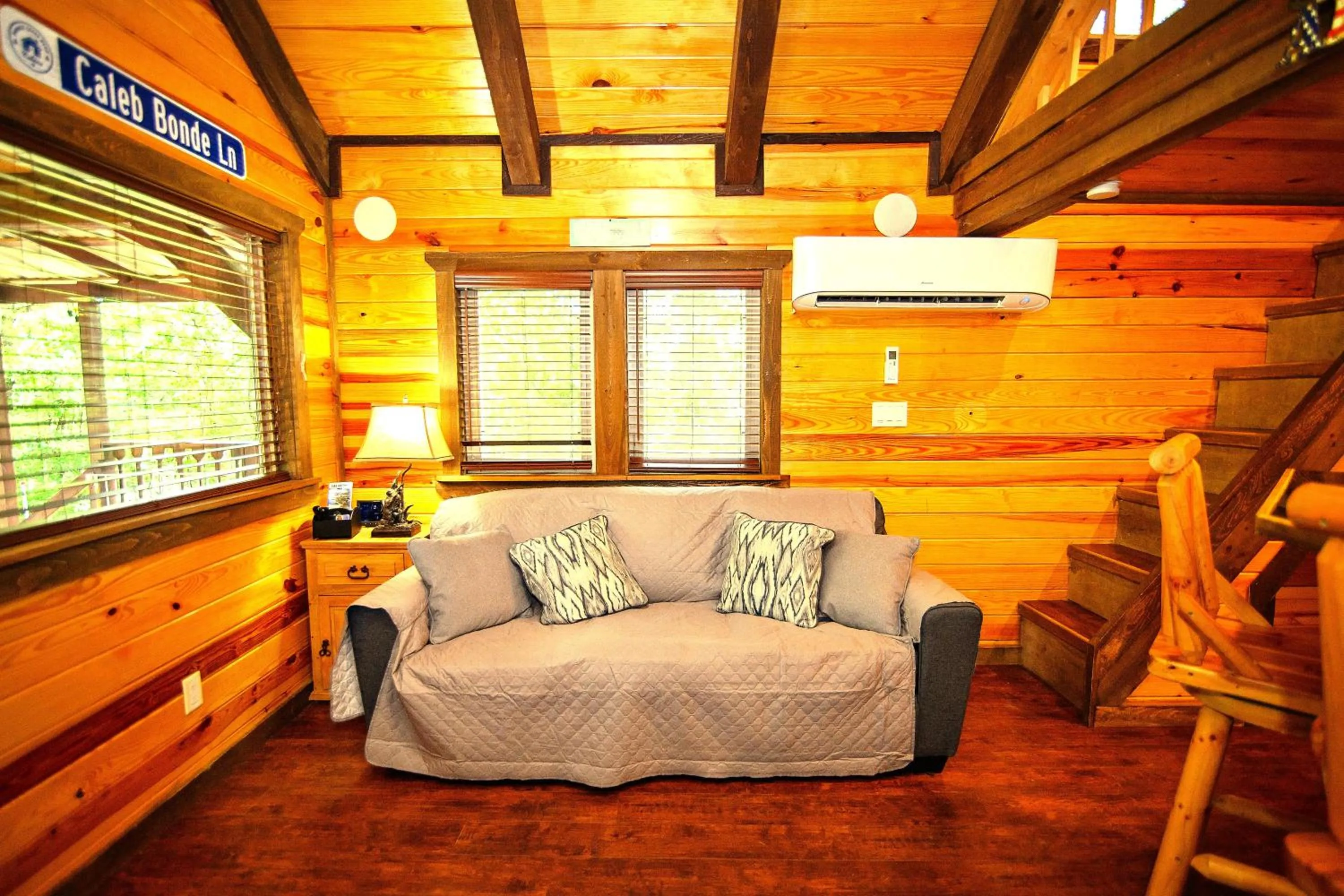Bed in The Codex - Parker Creek Bend Cabins