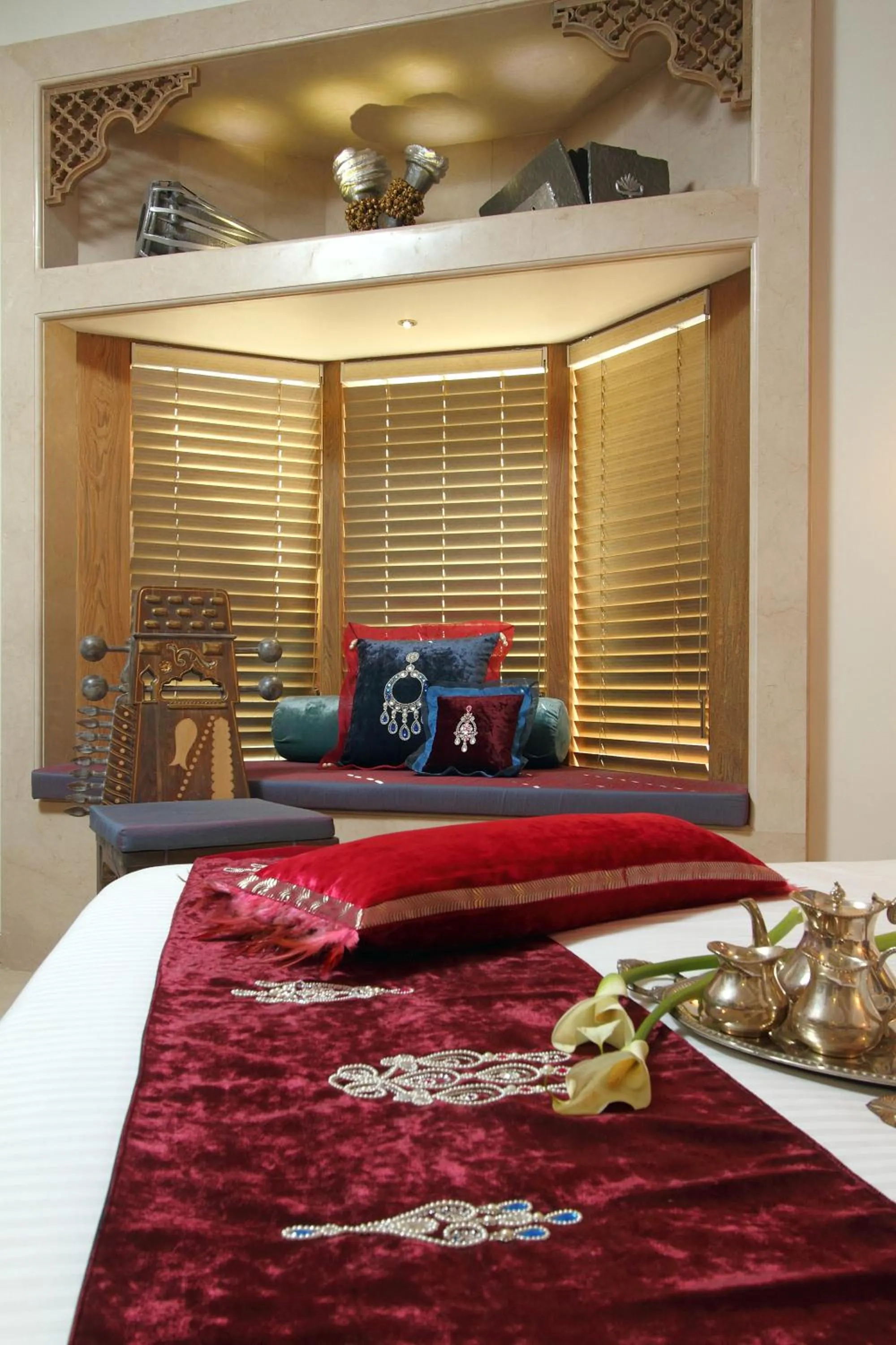 Decorative detail, Bed in Le Sutra Hotel, Khar, Mumbai