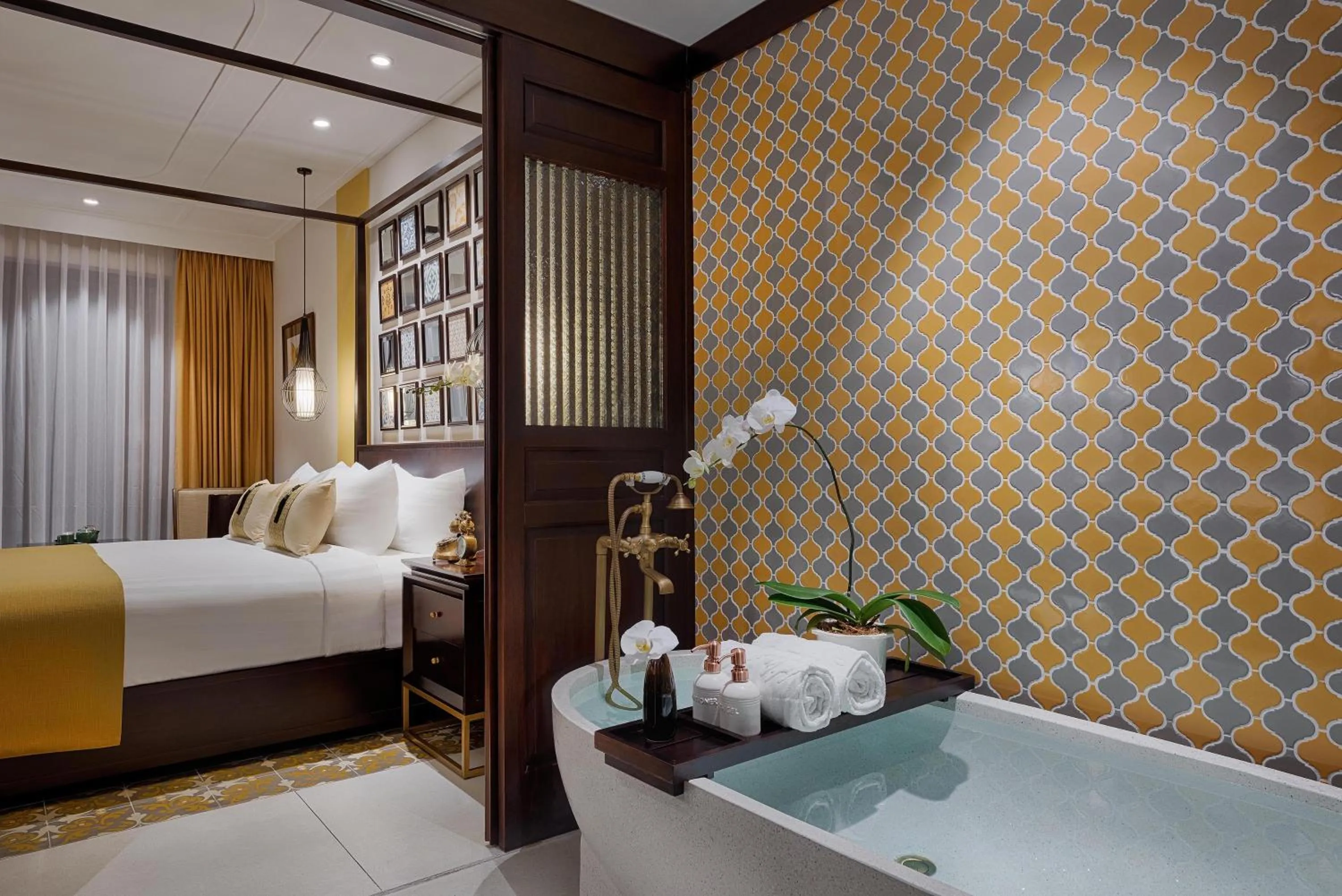 Decorative detail, Bed in Allegro Hoi An . A Little Luxury Hotel & Spa