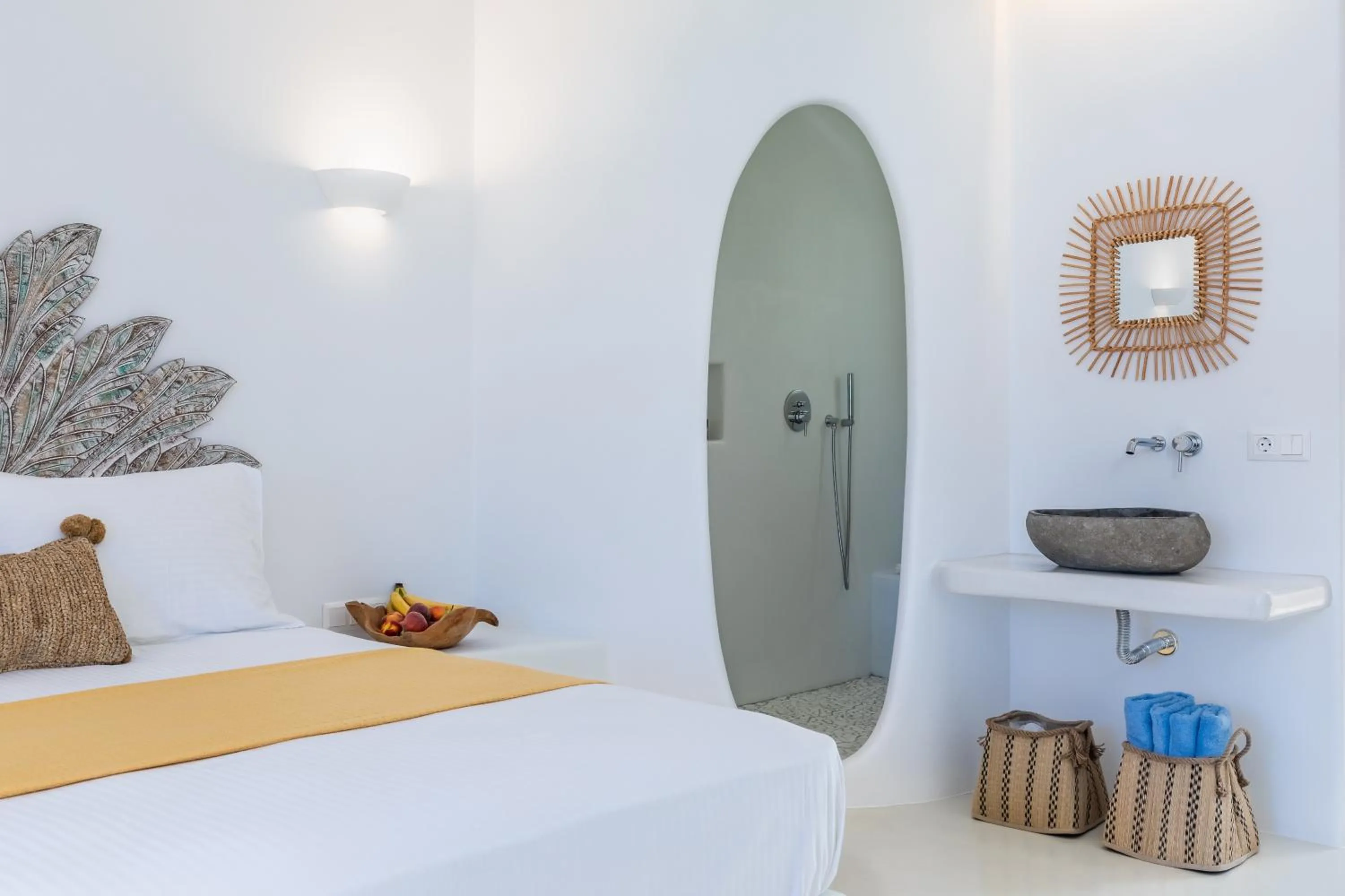 Bed in Evlalia Studios & Villas