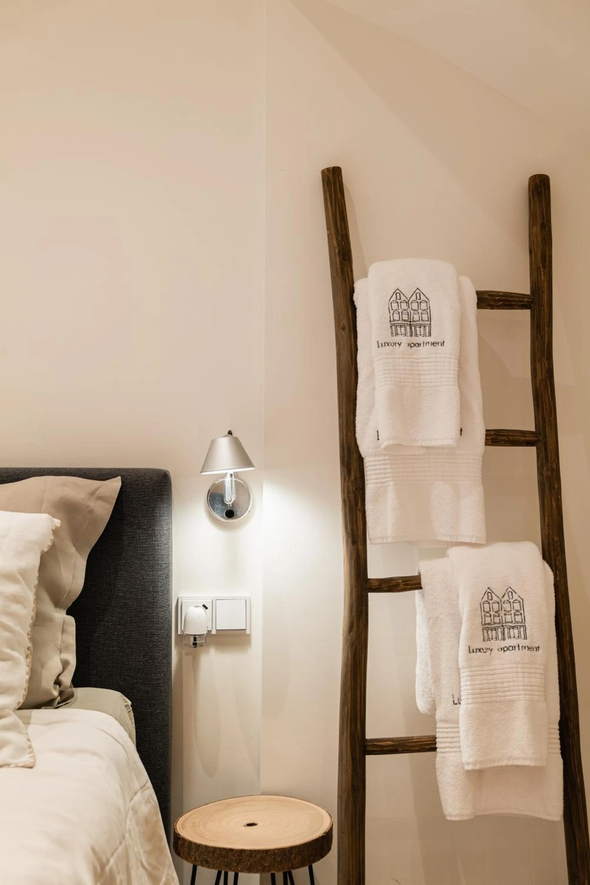 towels, Bed in Leidse Square 5 star Luxury Apartment