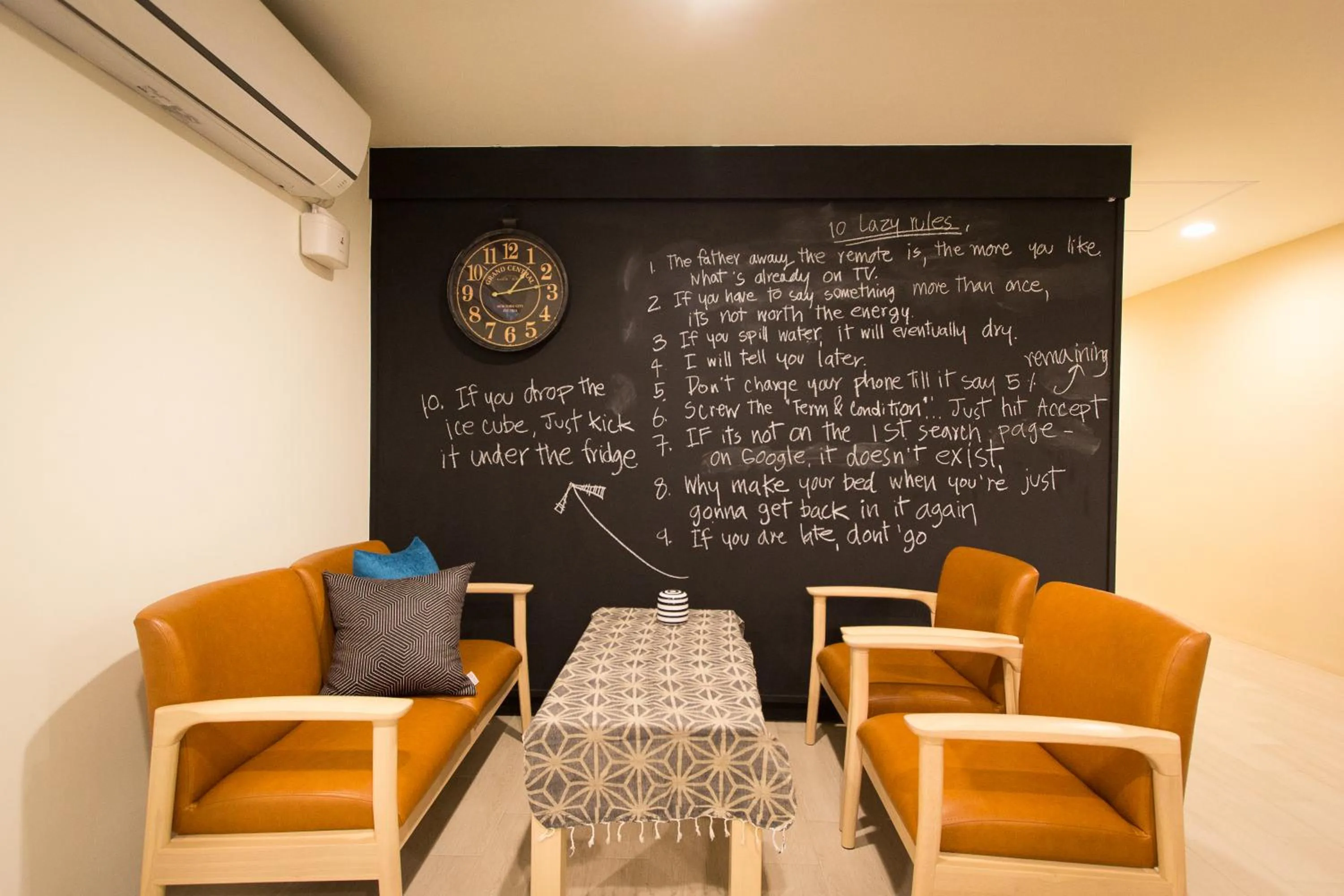 Seating area in Lazy Sunday hostel