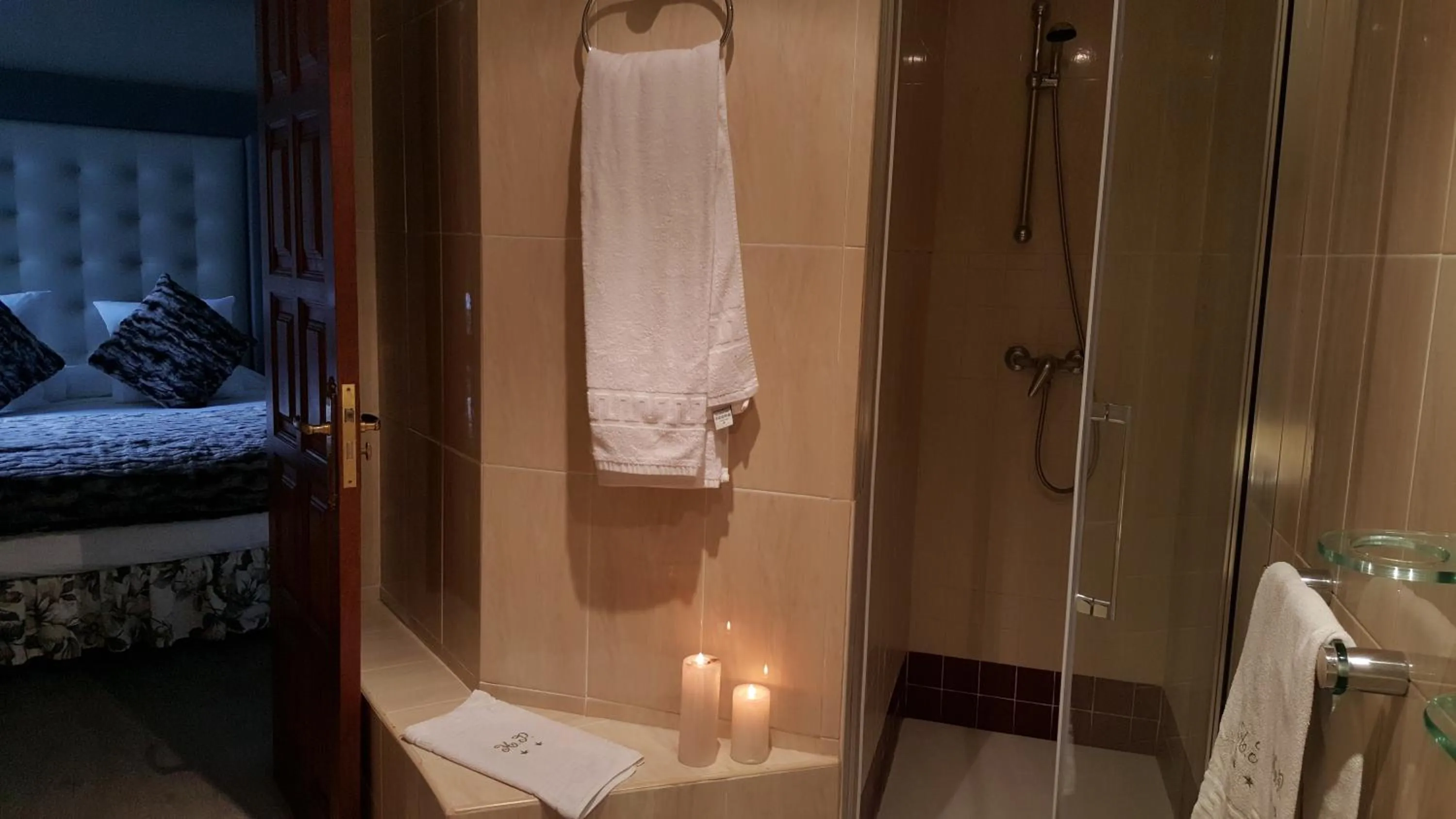 Bathroom, Bed in Hotel Presa