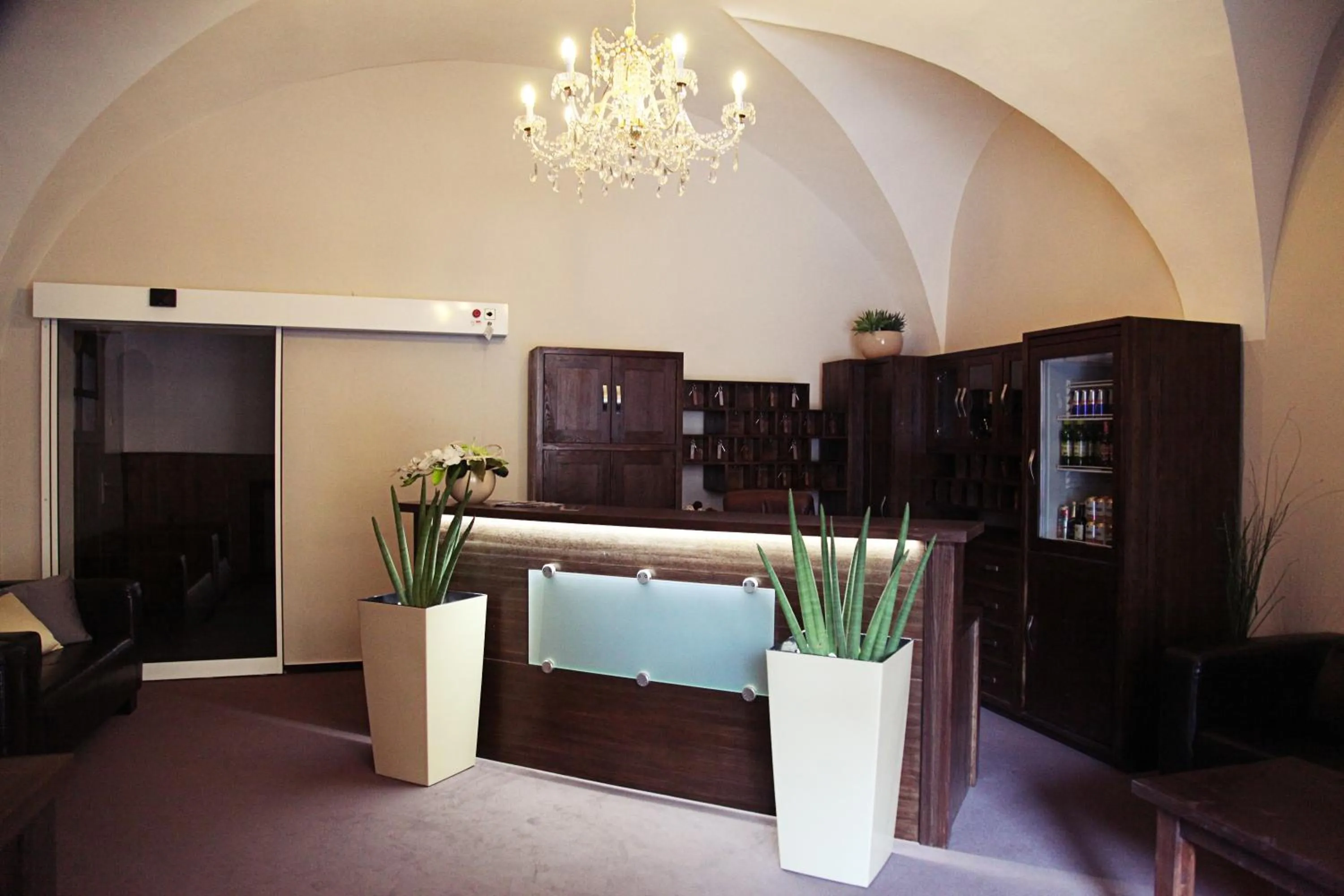 Lobby or reception, Kitchen/Kitchenette in Hotel U Hradu