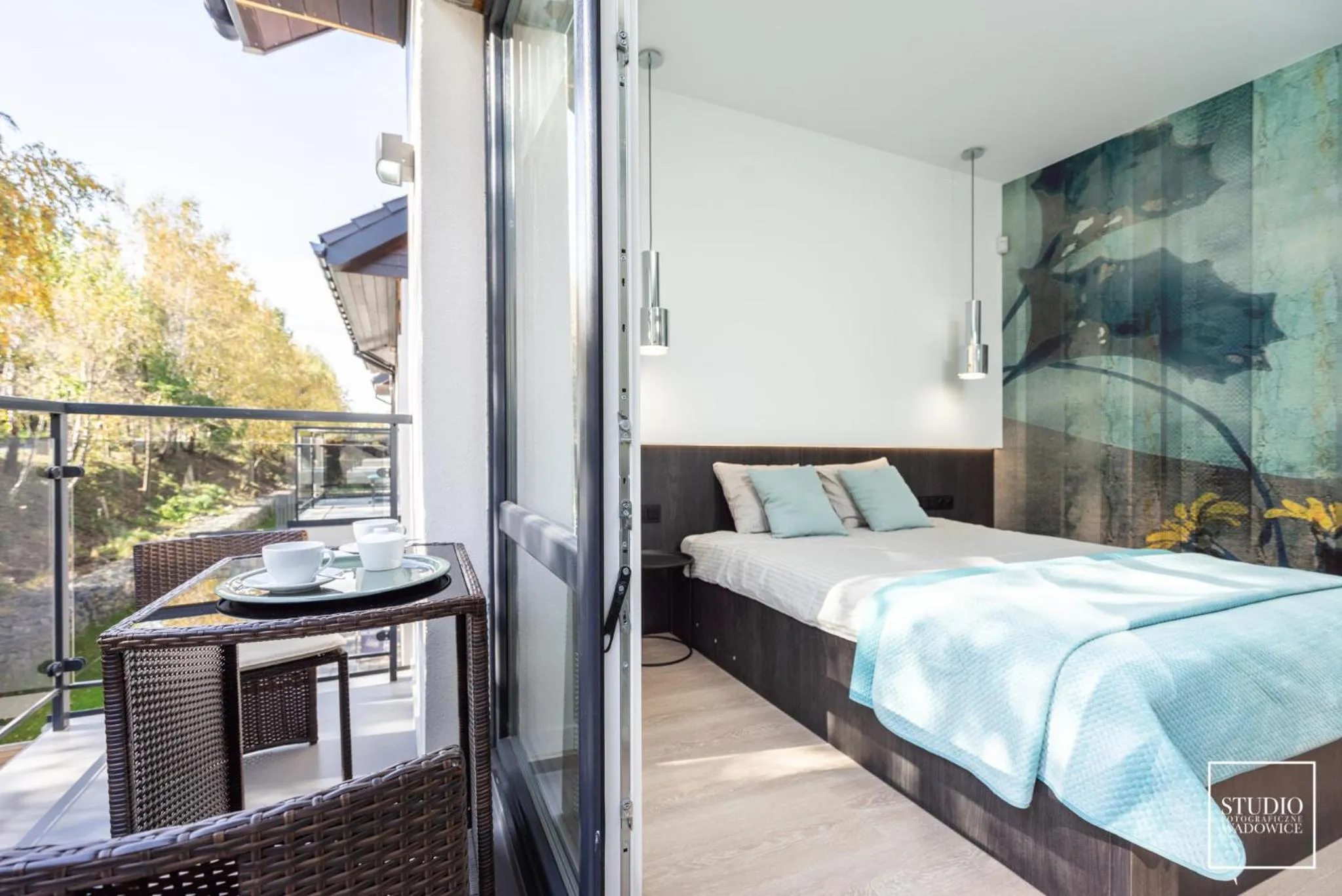 Balcony/Terrace, Bed in Apartamenty Premium Wadowice