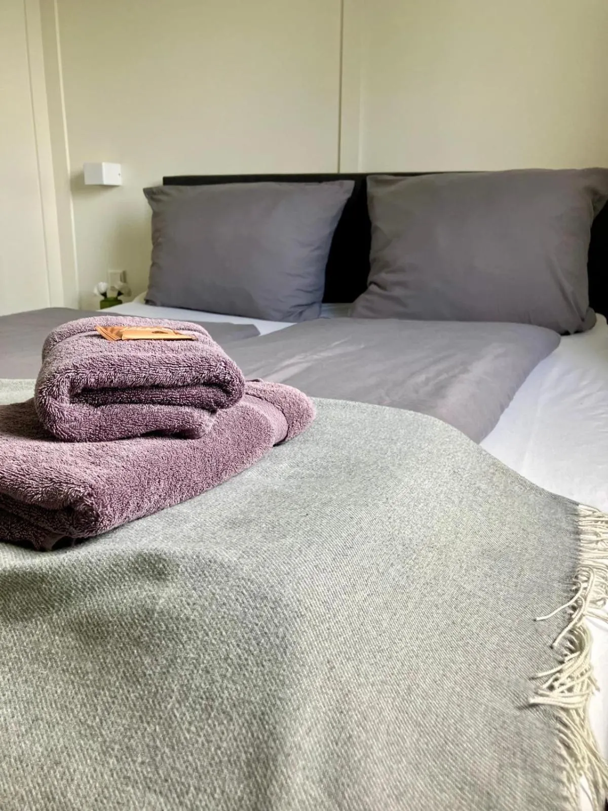 Bed in Die zwei Löwen Ferienwohnungen
