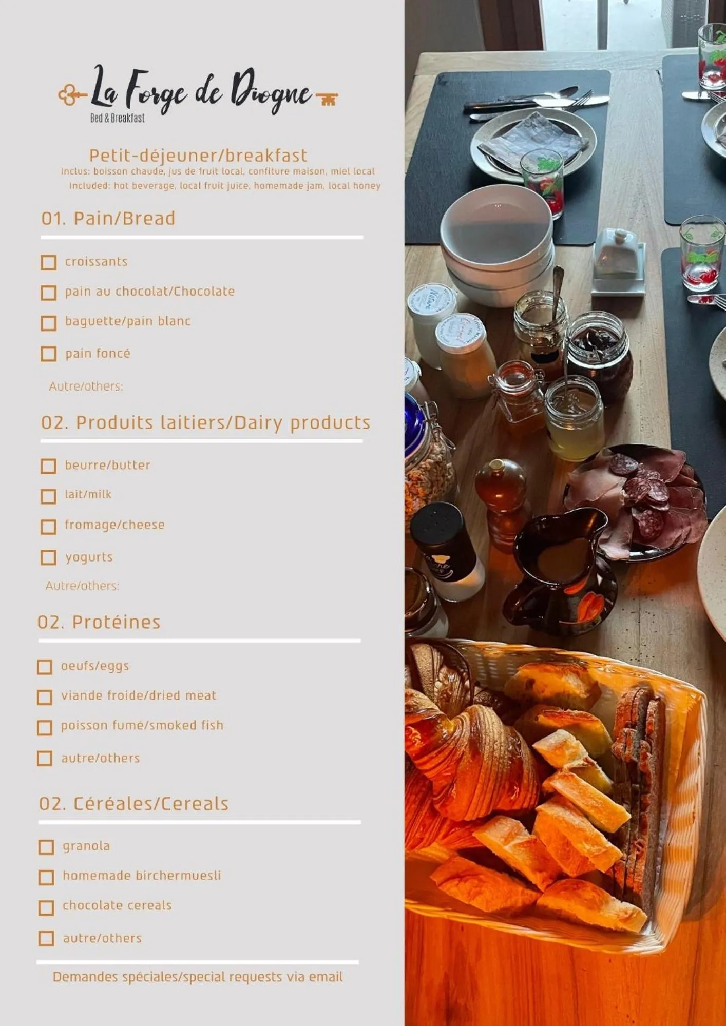 Breakfast in B&B La Forge de Diogne - luxury and cosy alpine lodge