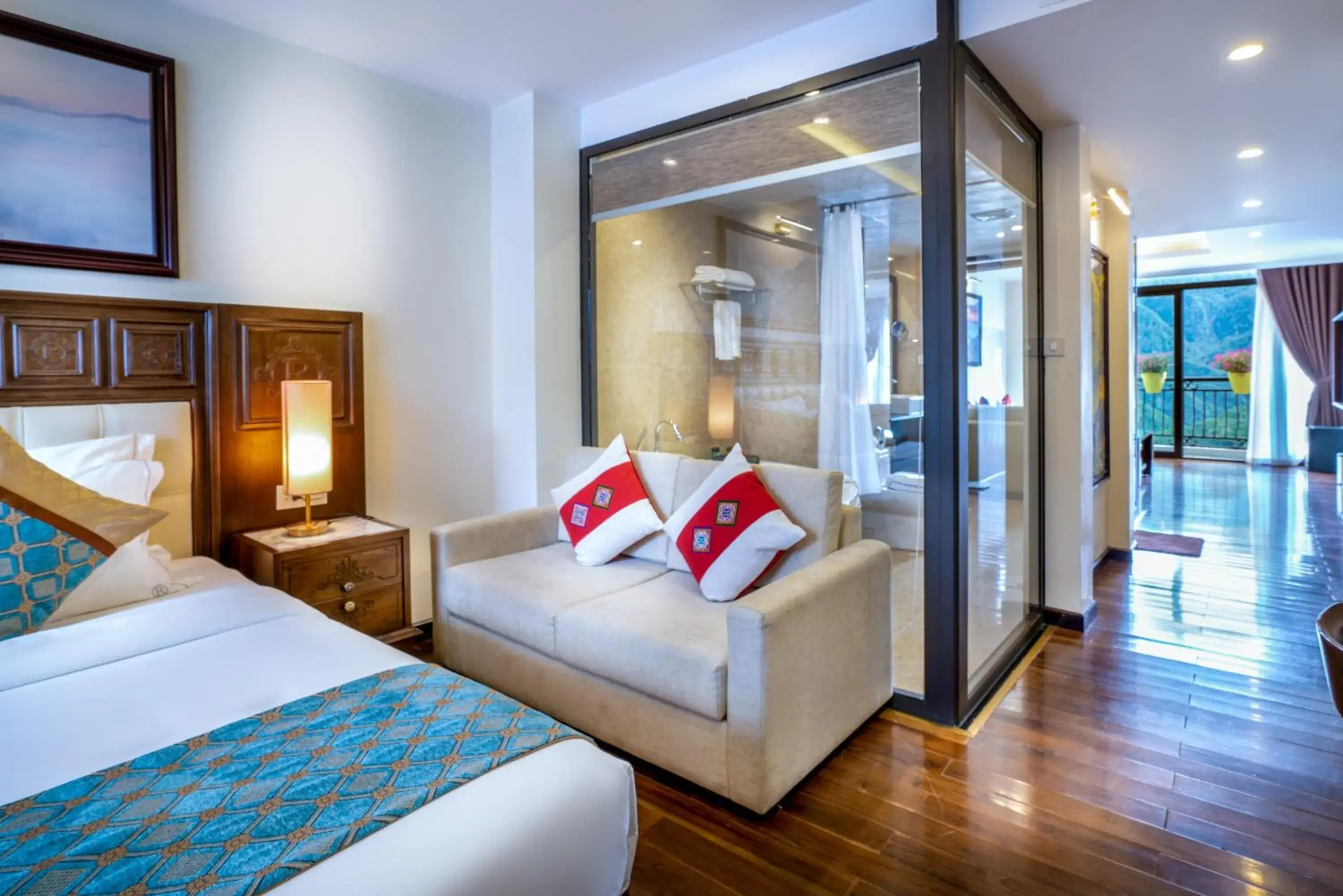 Balcony/Terrace, Bed in Sapa Relax Hotel & Spa Balcony/Terrace, Bed in Sapa Relax Hotel & Spa