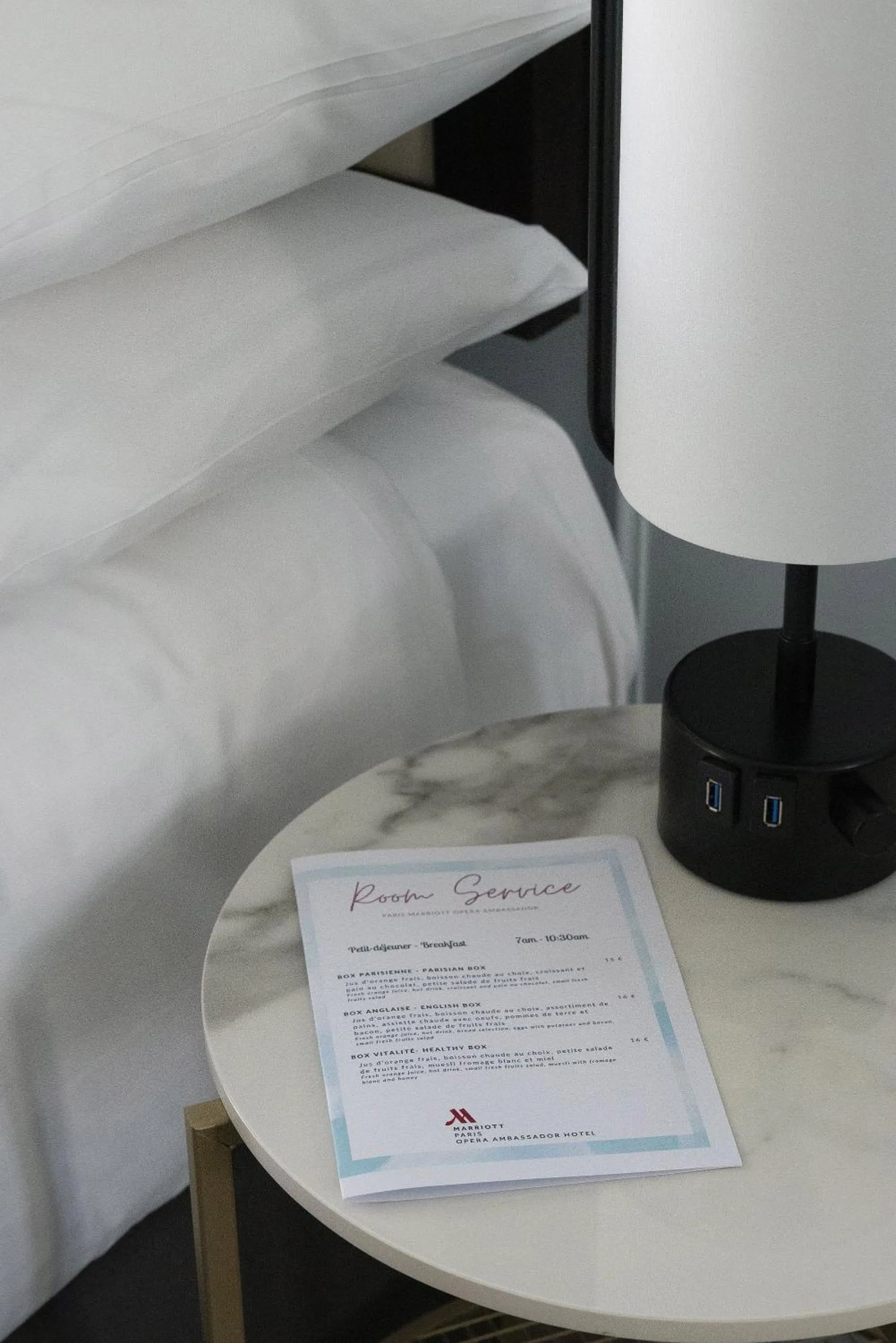 room service, Bed in Paris Marriott Opera Ambassador Hotel