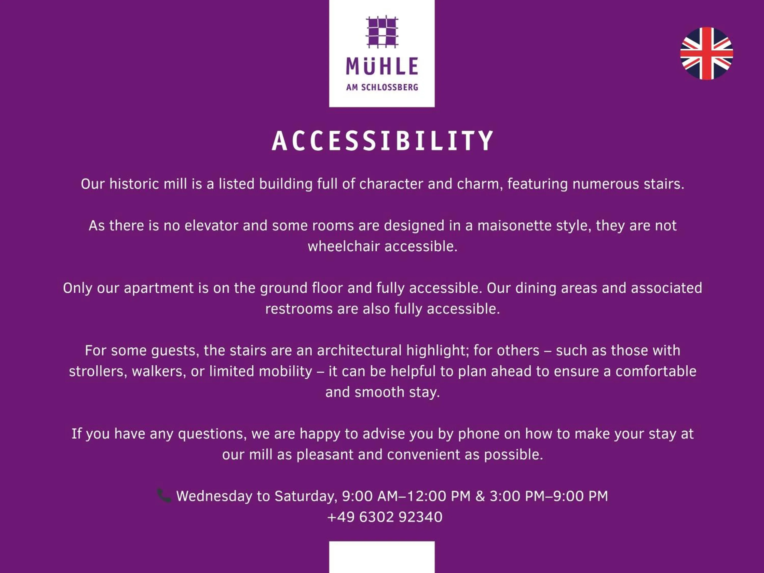 acessibility in Mühle am Schlossberg