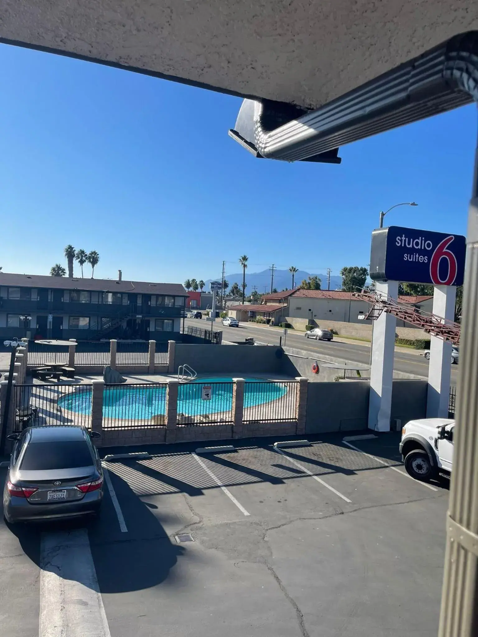 Pool View in Studio 6 Suites San Bernardino, CA