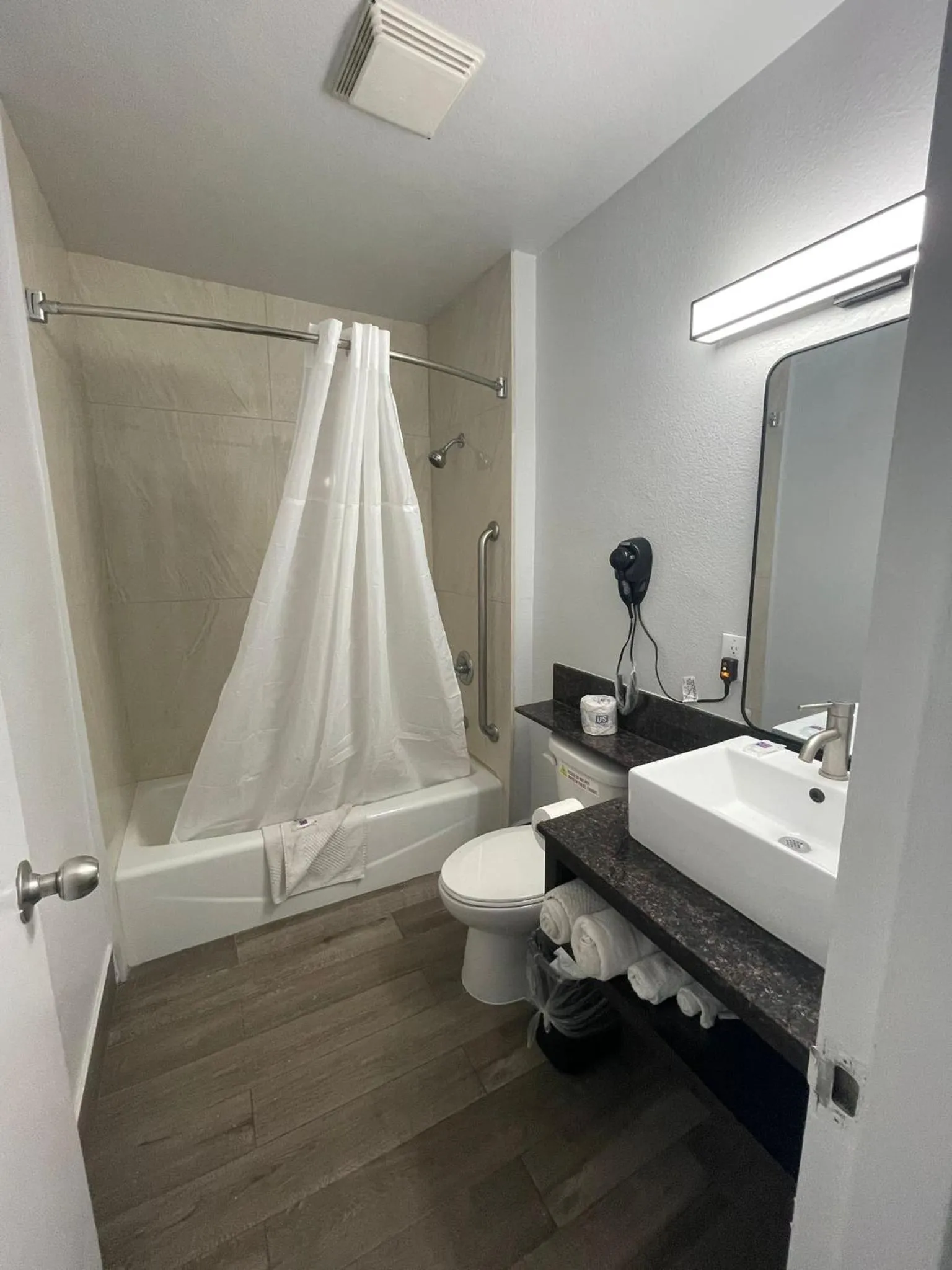 Bathroom in Studio 6 Suites San Bernardino, CA