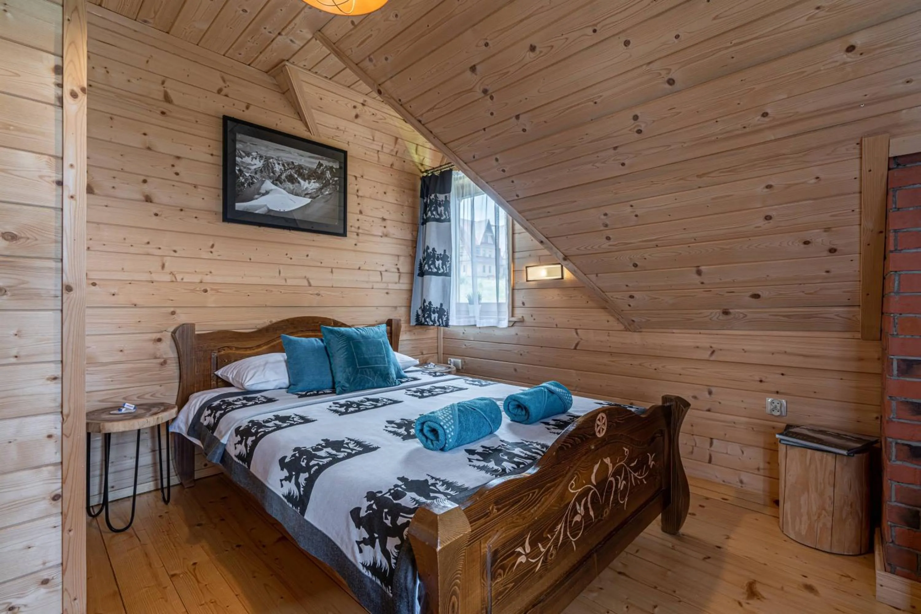 Bedroom, Bed in Domki Górskie Janosik, Kwicoł i Pyzdra Jacuzzi, Sauna