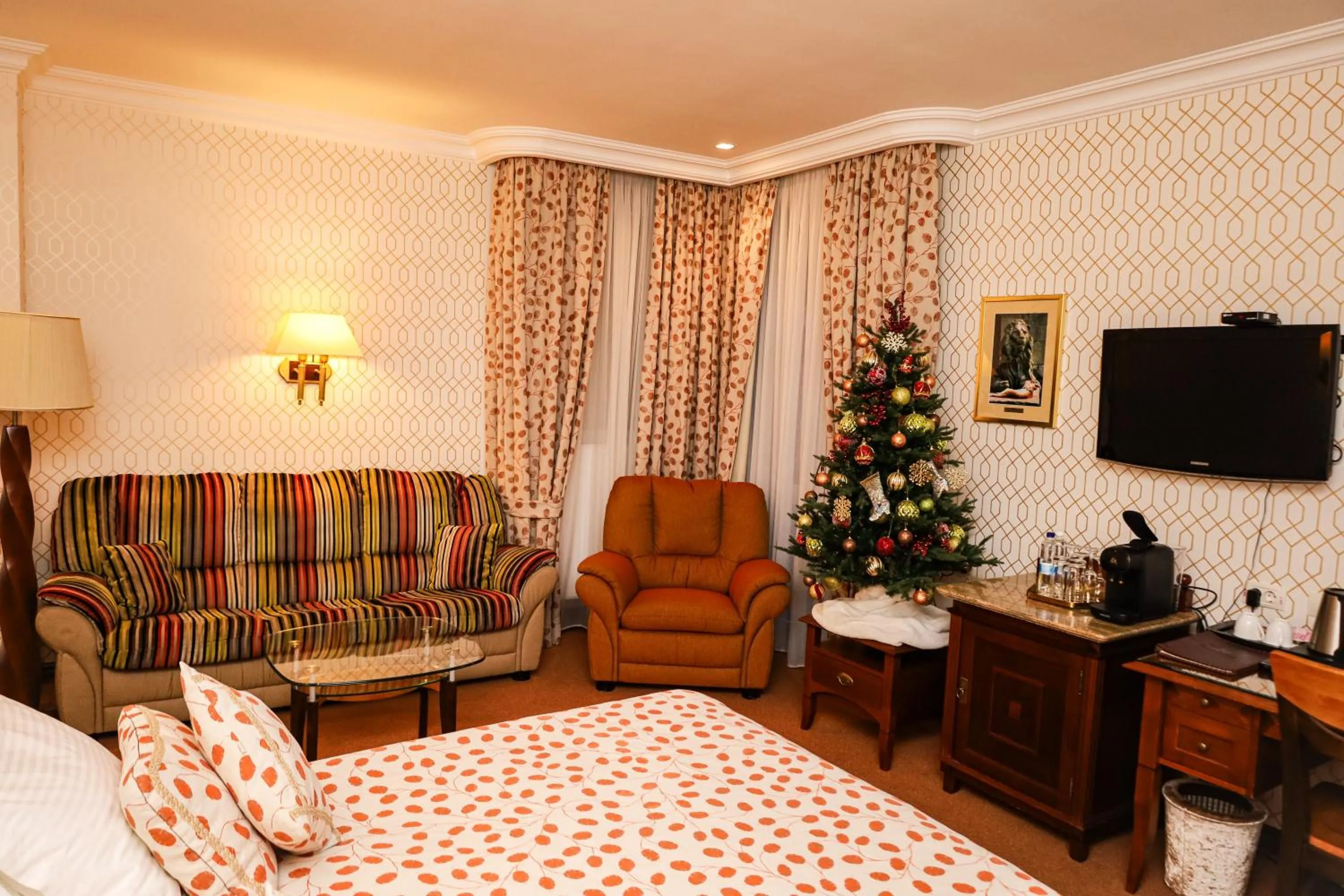 Decorative detail, Bed in Swiss Hotel