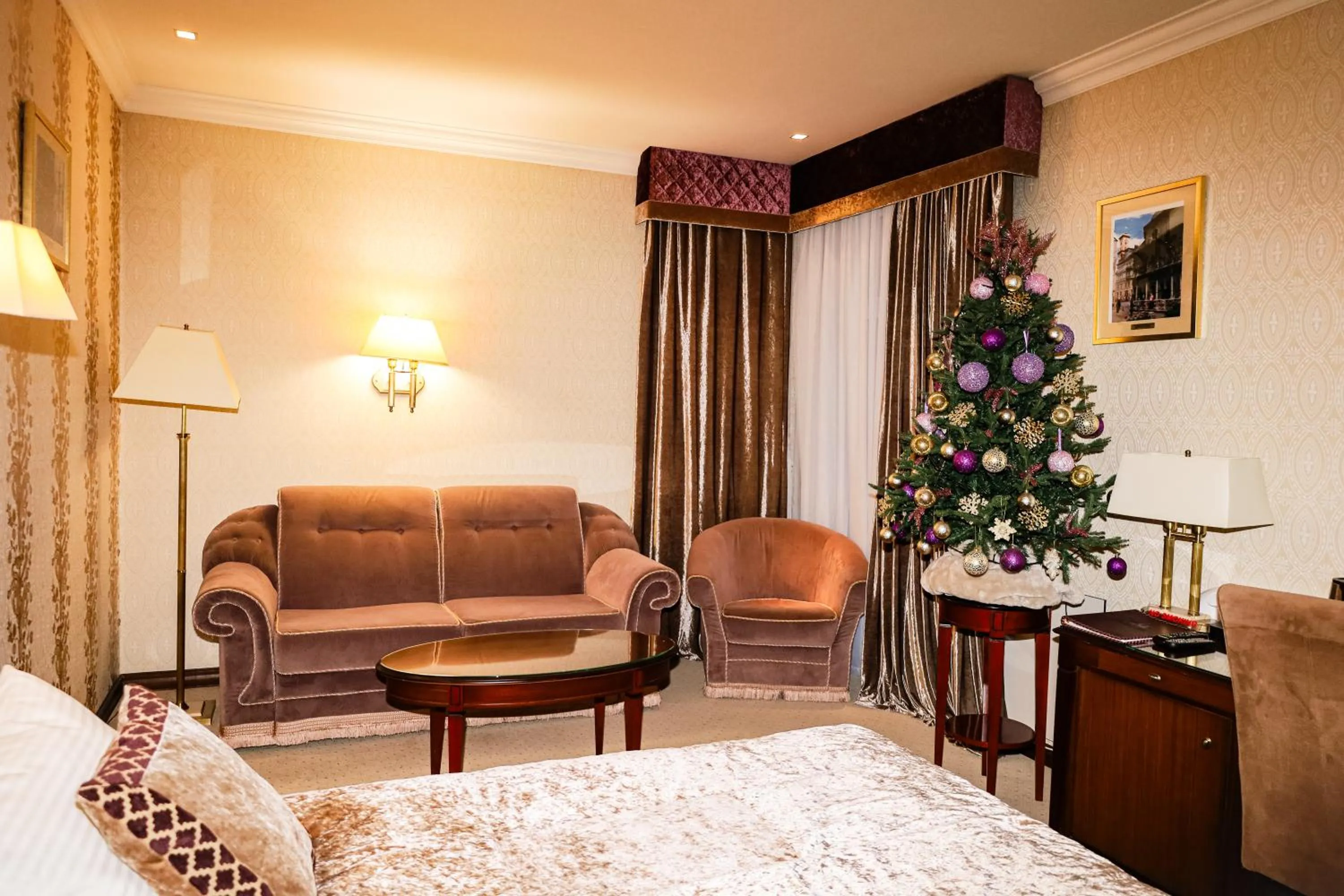 Decorative detail, Bed in Swiss Hotel