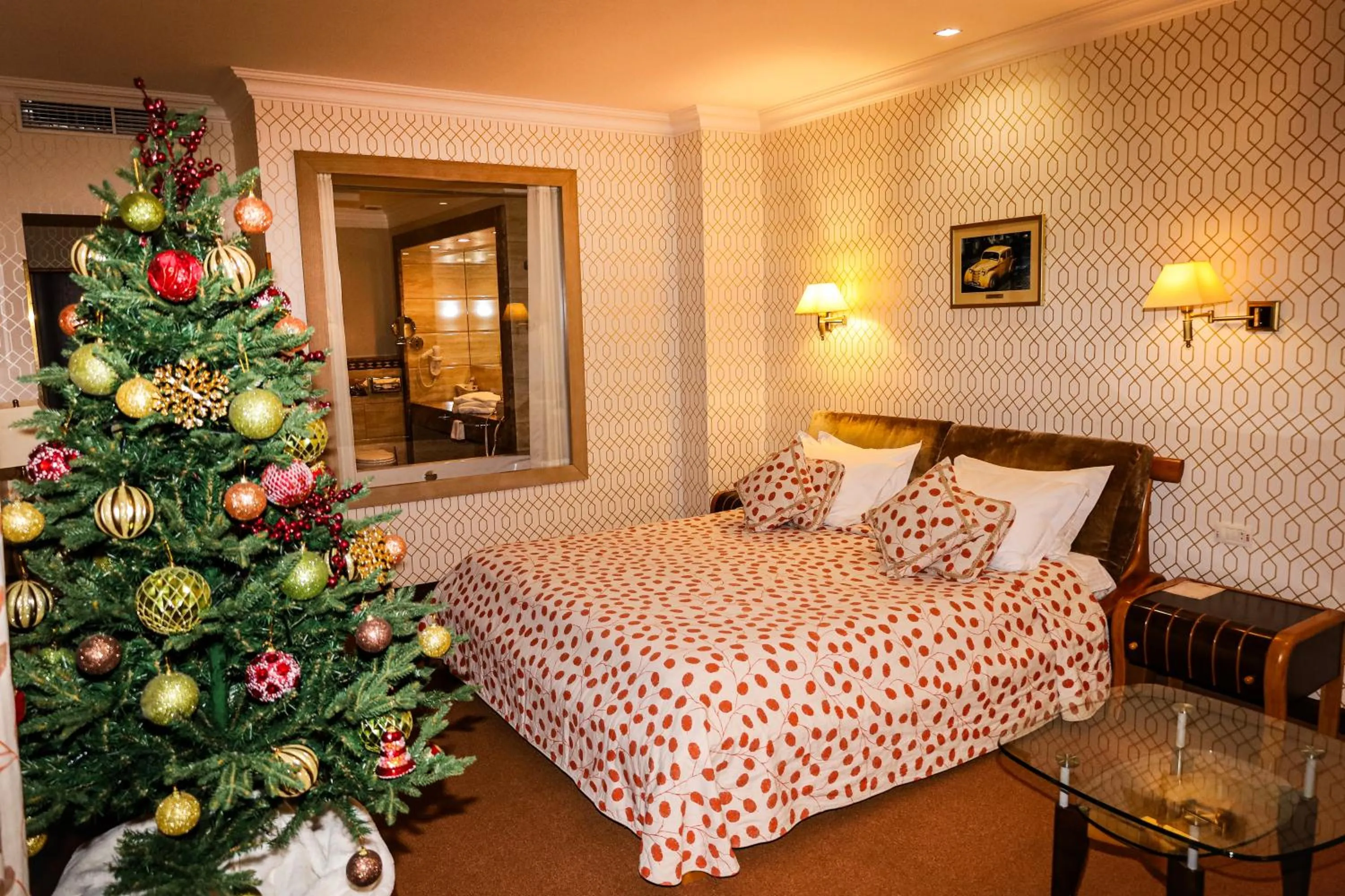 Decorative detail, Bed in Swiss Hotel