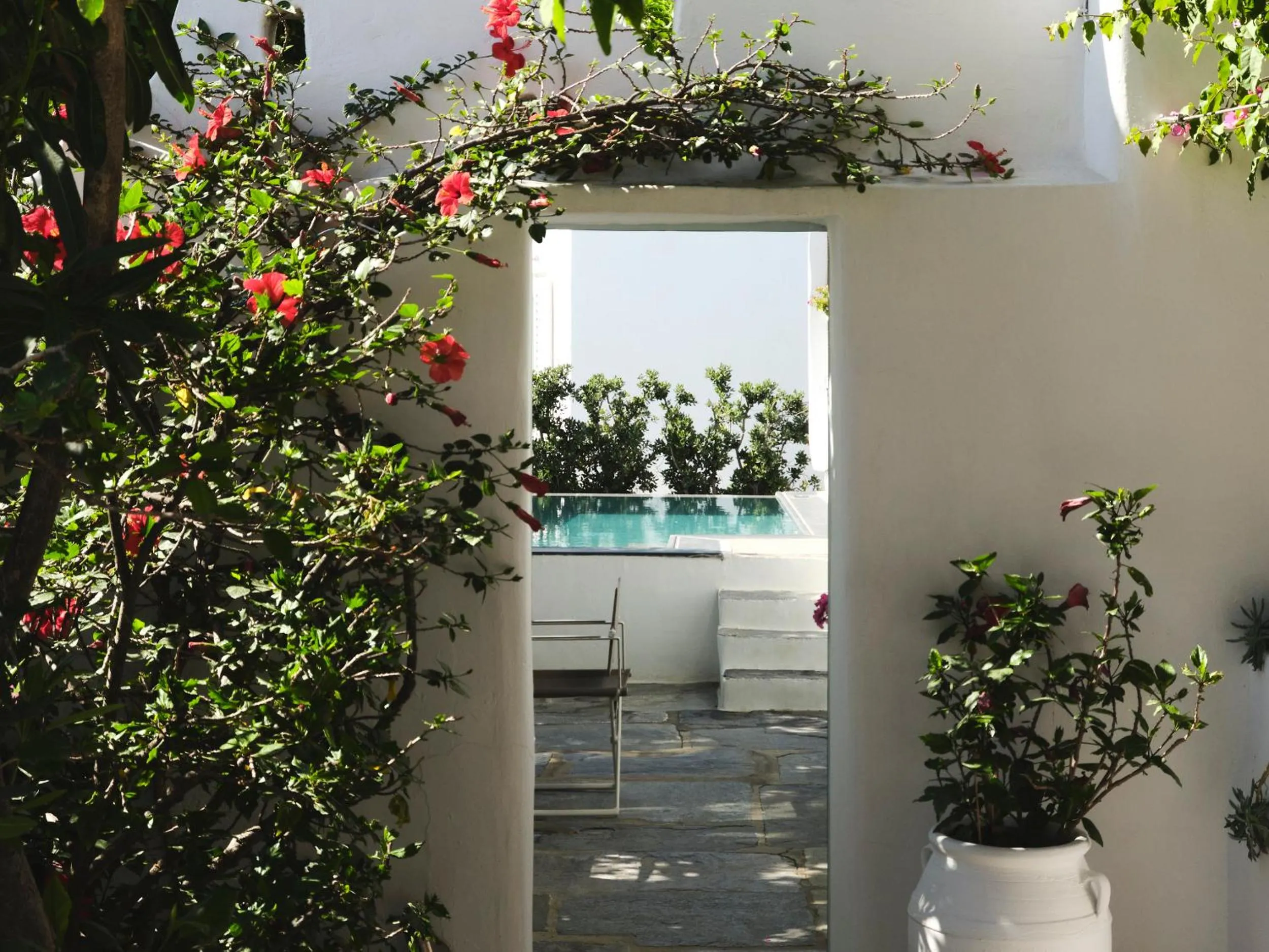 Patio in Belvedere Mykonos - Main Hotel - The Leading Hotels of the World