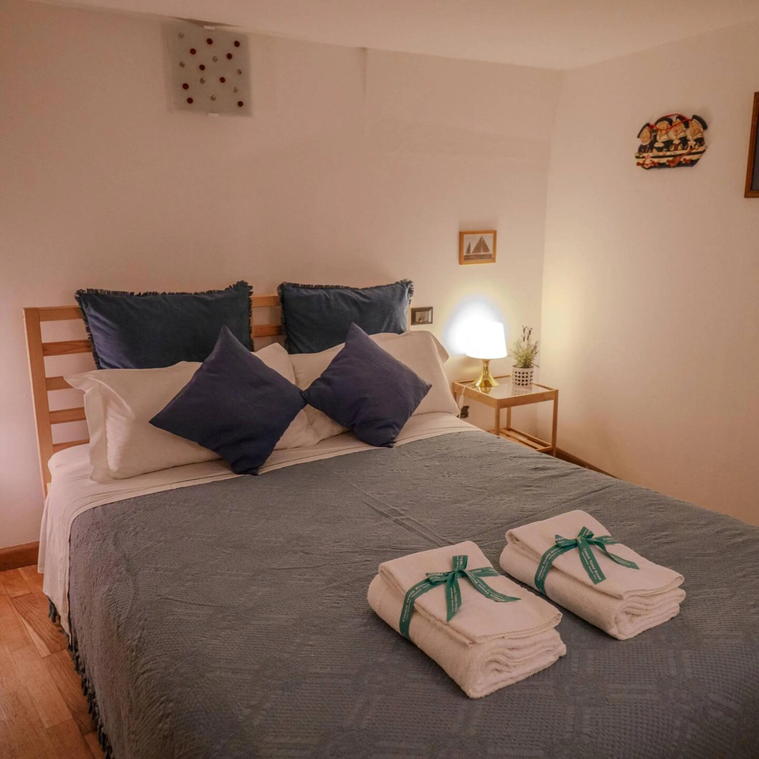 Bed in Petrella's Point Studio with AC