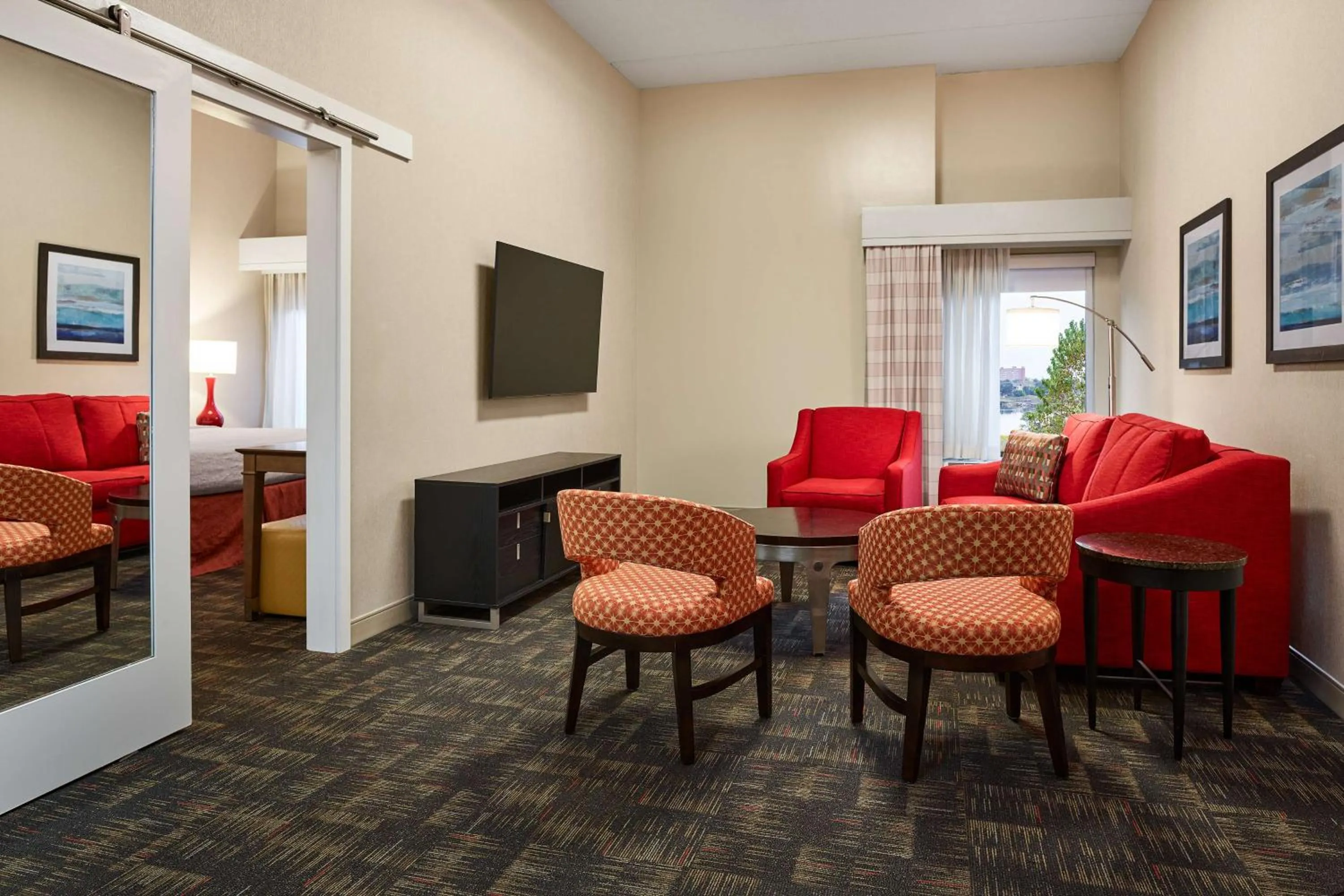 Living room in Hampton Inn Boston Logan Airport
