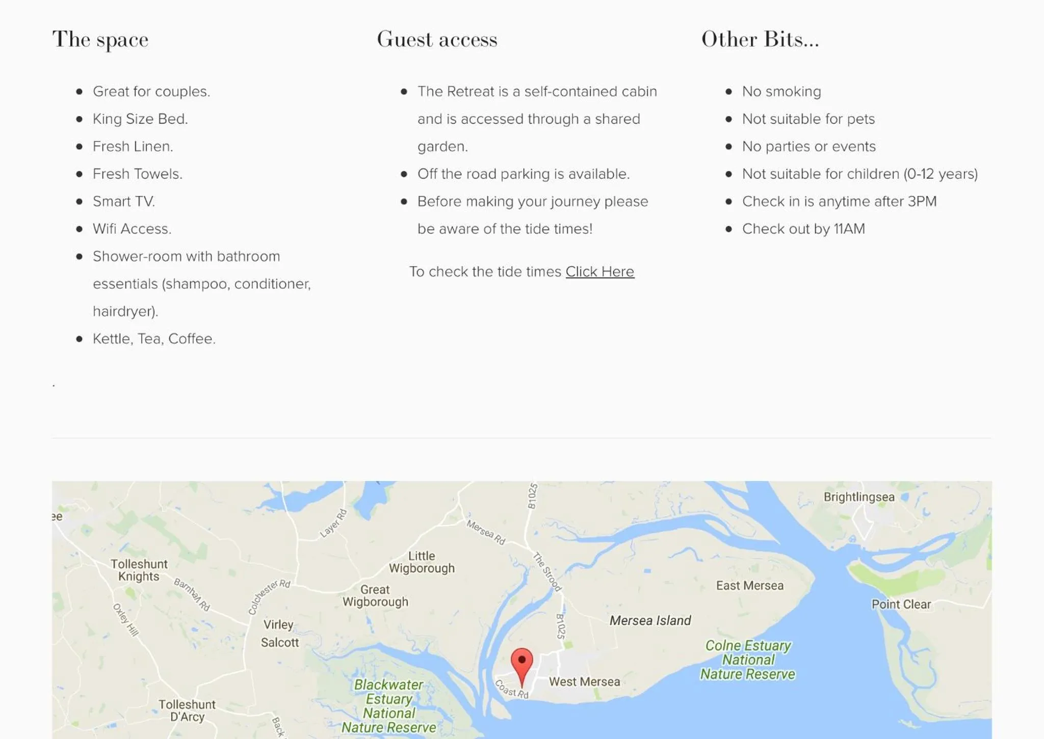 Area and facilities in The retreat